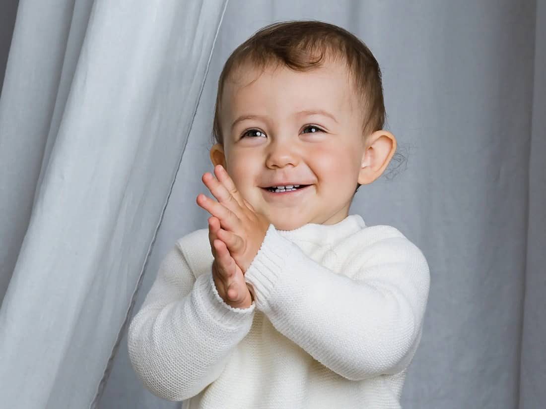Popolini Wickelstrickjacke Baby Cardigan von Popolini Iobio Merino Wolle Sweater gestrickt