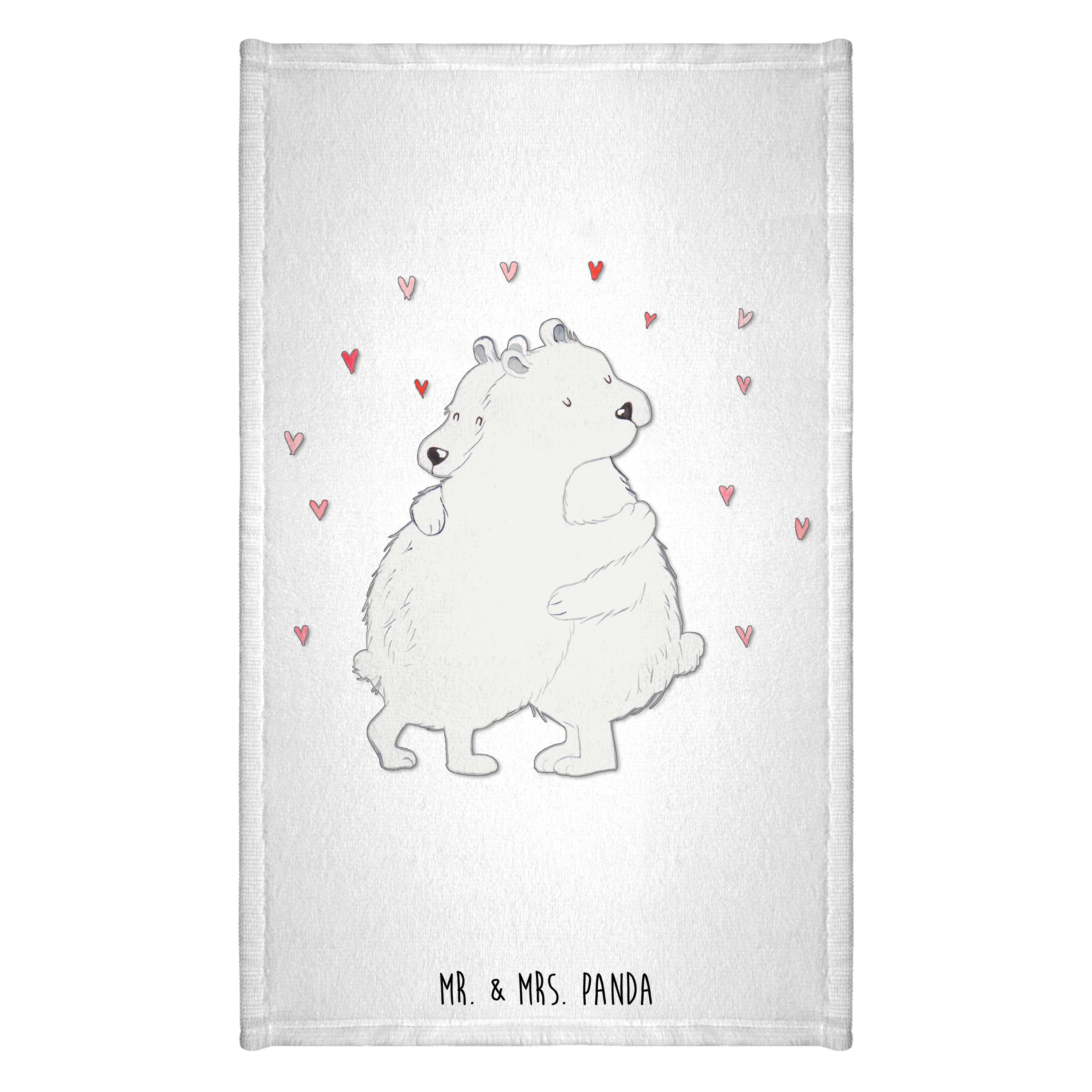 Handtuch Eisbär Umarmen - Weiß - Geschenk, Gästetuch, Reisehandtuch, Gute Laun