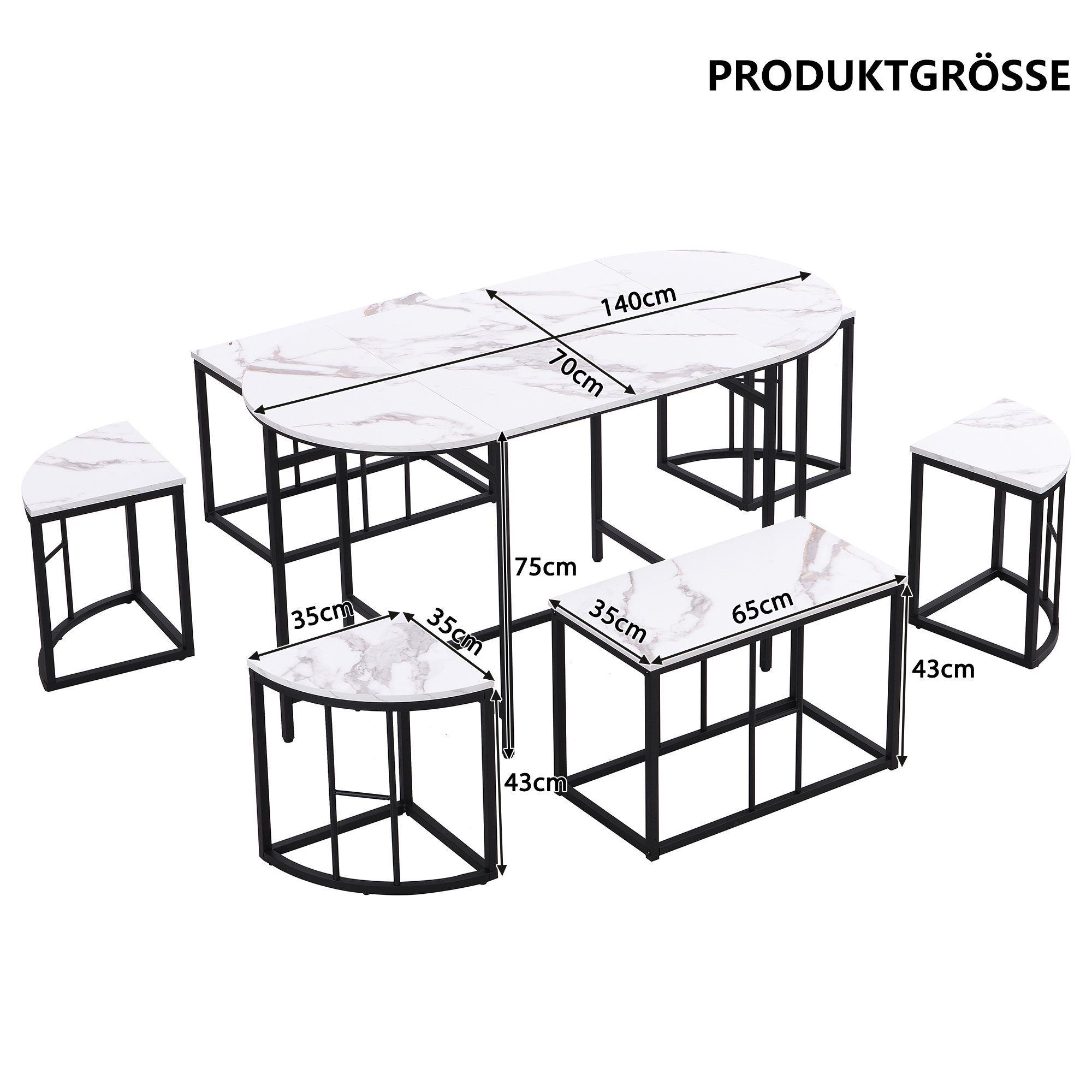 Essgruppe 4 SOFTWEARY inkl. schwarz und (Esstisch-Set, Esstisch 2 | Küchentisch, 7-St), Sitzbänke Hocker schwarz Tisch, Esszimmergruppe