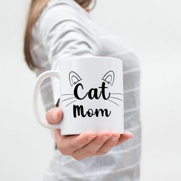 Hey!Print Tasse Cat Mom Tasse Katzen-Mama Geschenk Katzenliebhaber Katzenbesitzer Katzen Kätzchen Kaffeetasse, Keramik