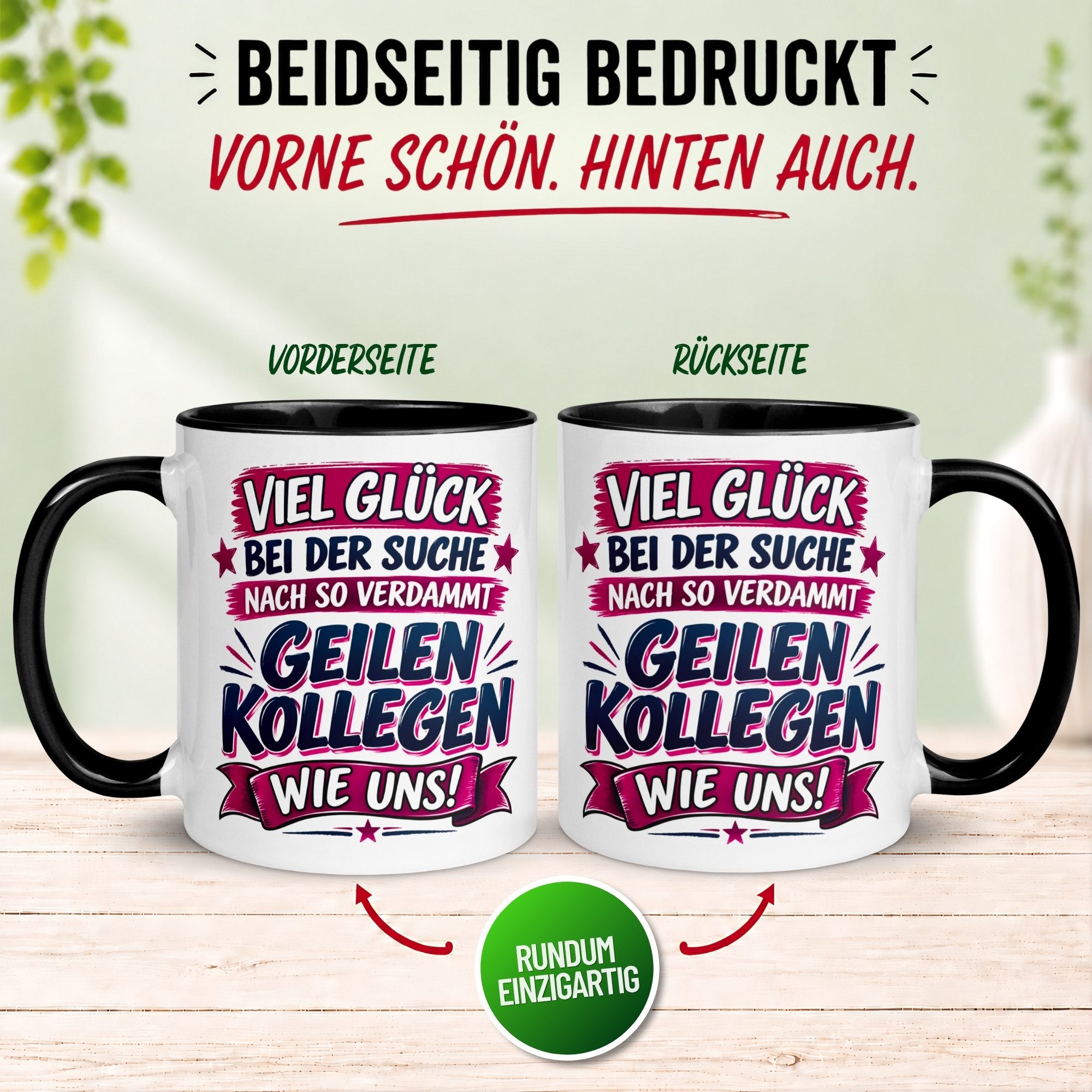 Momentals Tasse Wir waren mit Abstand die Besten – Abschiedsgeschenk Kollegin Kollegen, Gratis Versand · Links-&Rechtshänder · Spülmaschinenfest – Bild 4 von 5