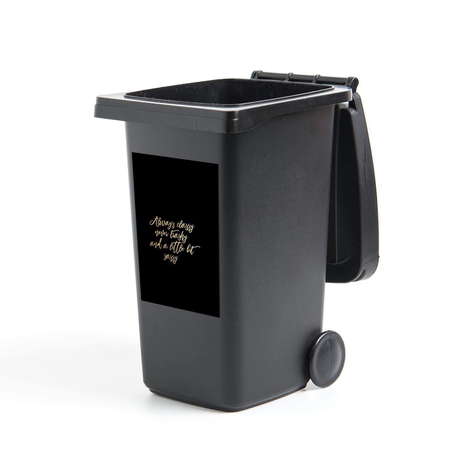 Mülleimer-aufkleber, Sticker, Zitate (1 Container, Gold Briefe MuchoWow - Abfalbehälter Mülltonne, Wandsticker St), -