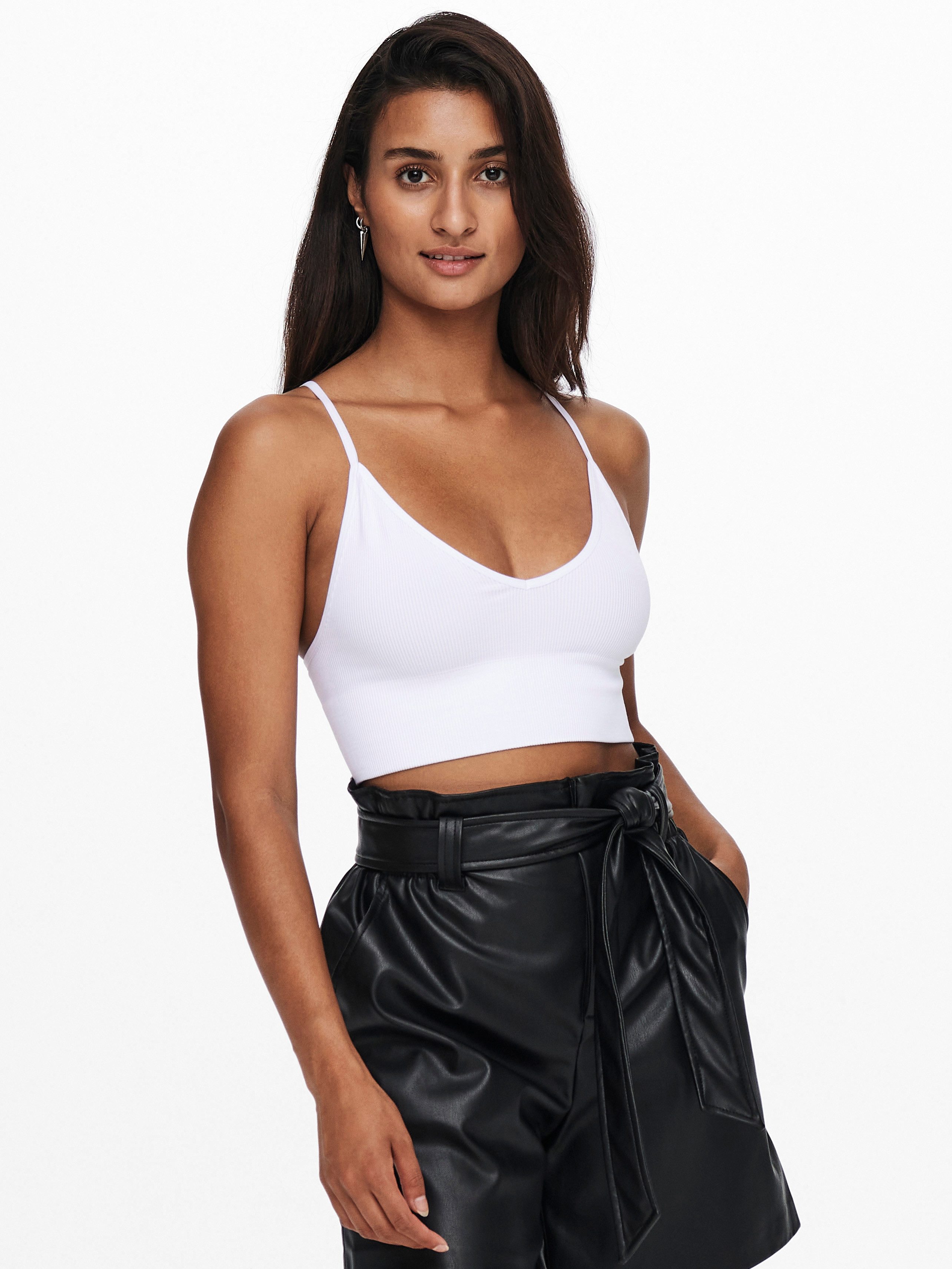 ONLY Bustier ONLVICKY RIB SEAMLESS V-NECK TOP NOOS Materialmix