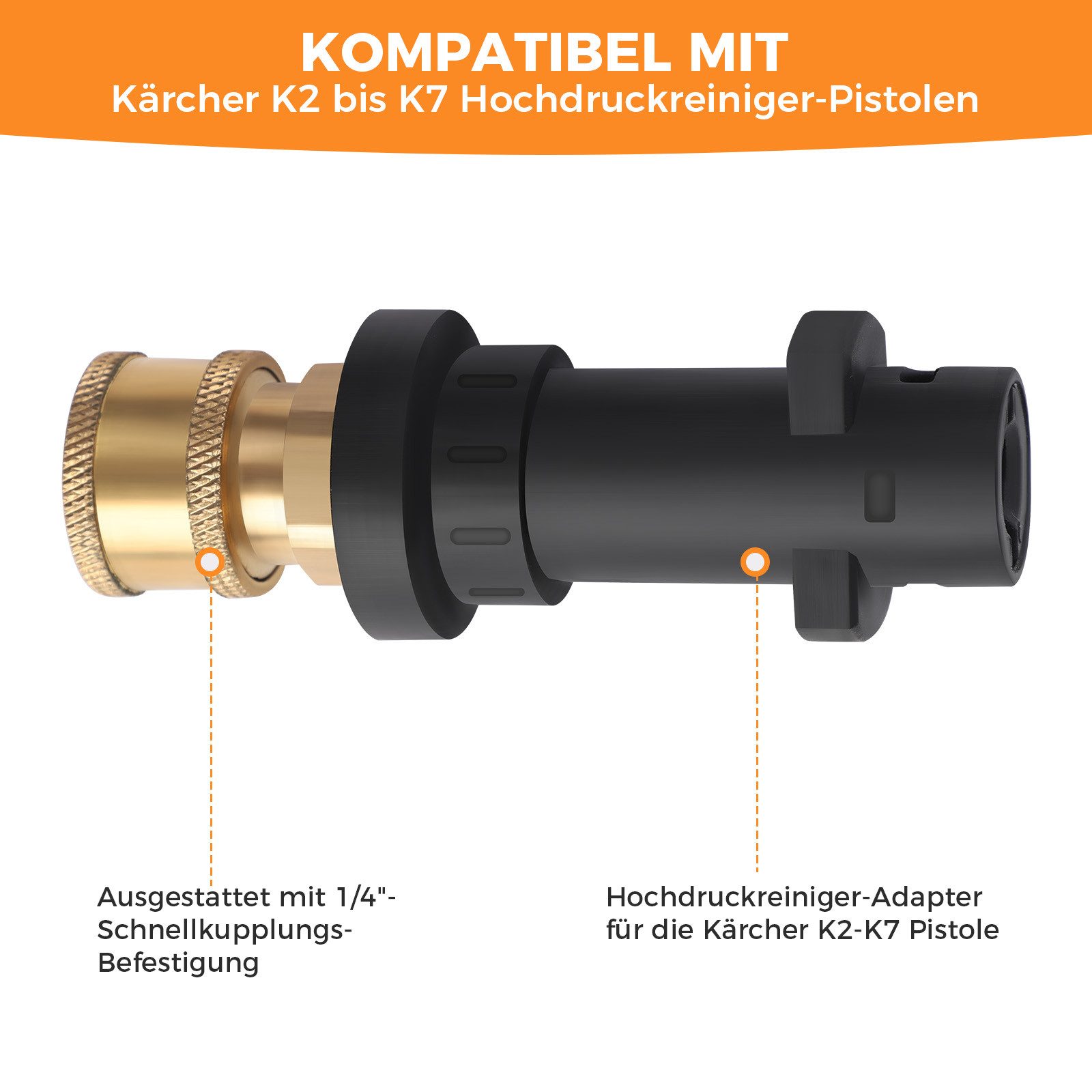 PRIISF Hochdruckreiniger Hochdruckreiniger-Verlängerungsstab 11 tlg 4000PSI mit Karcher-Adapter, Hochdruckreiniger-Ersatzlanze Verlängerungslanze Karcher K-Serie K2-7