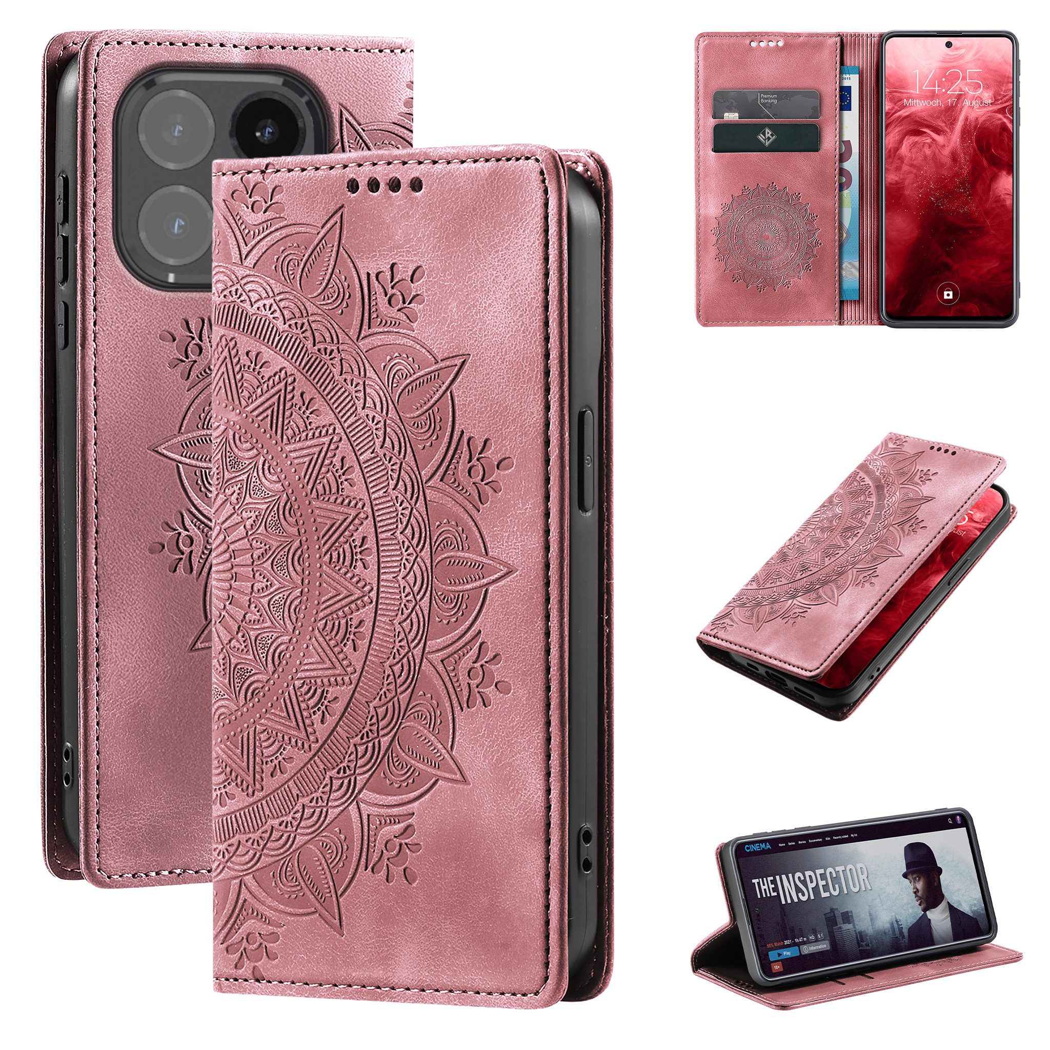 Tec-Expert Handyhülle Mandala Hülle Cover für Xiaomi 15T 6.83 Zoll, 6.83", Klapphülle Case Tasche mit Kartenfächern und RFID Schutz