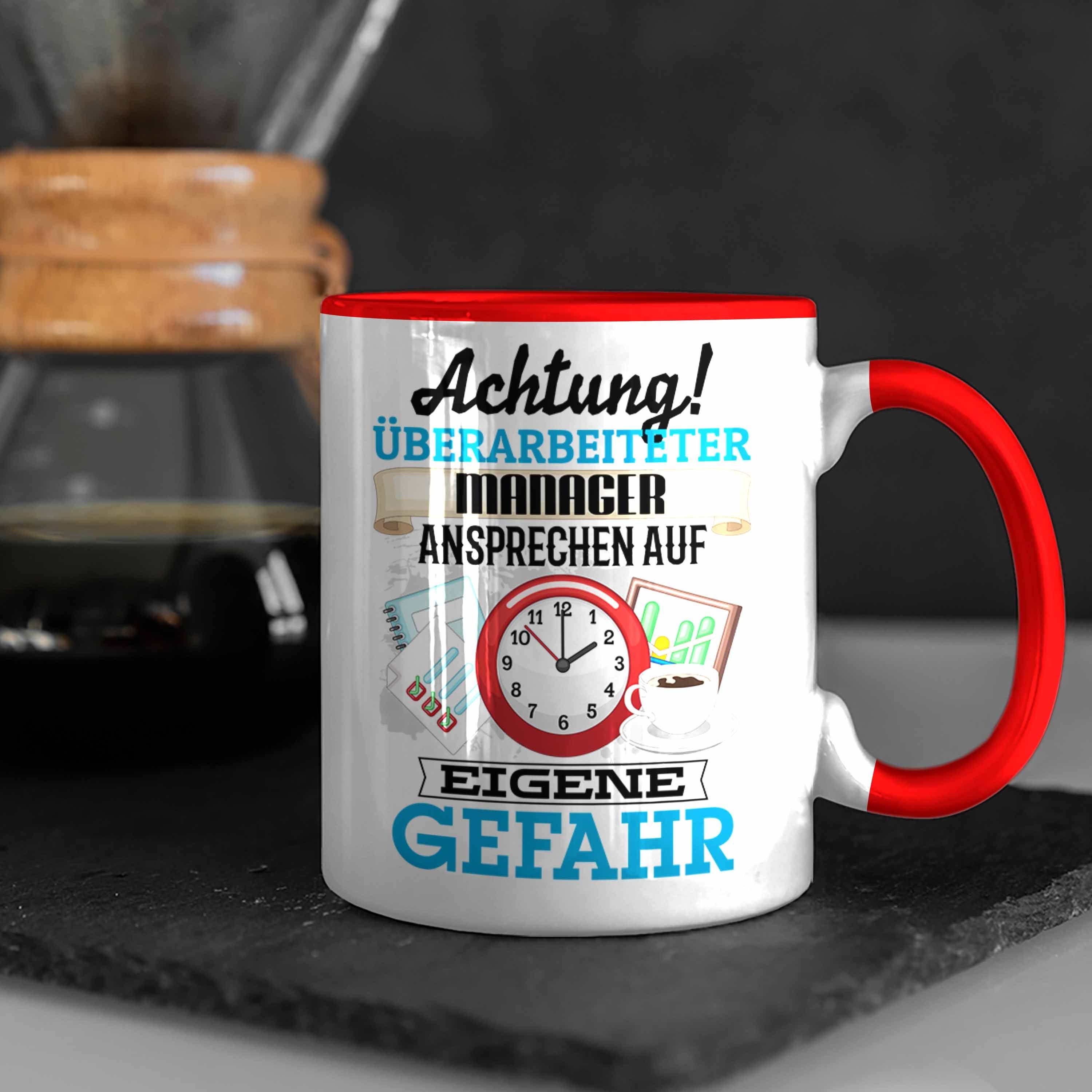 Geschenk Spruch für Kaffeebecher Rot Tasse Lustiger Geschenkidee M Manager Tasse Trendation