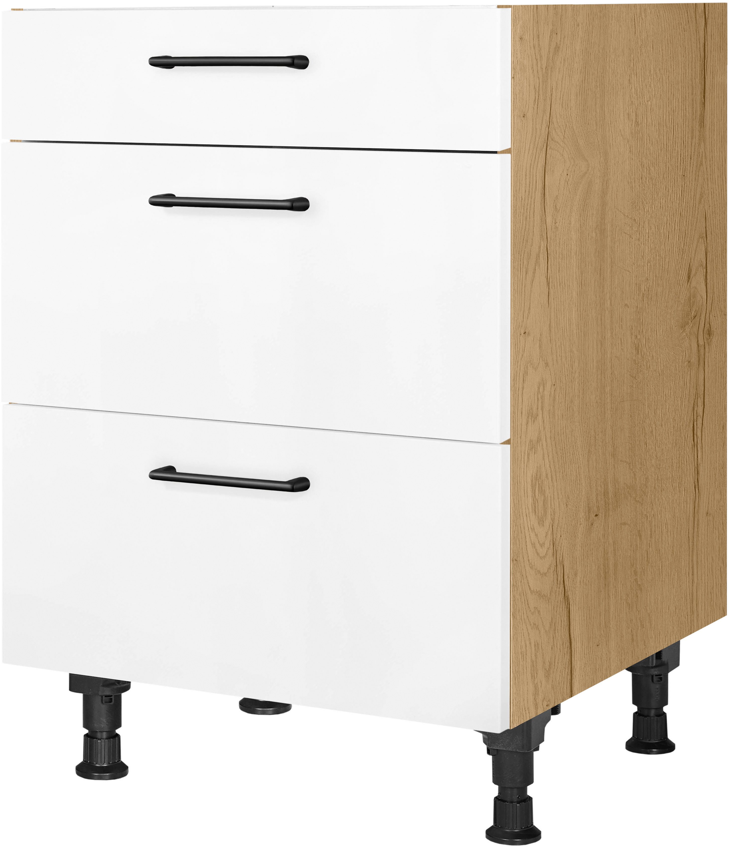 nobilia® Kochfeldumbauschrank "MIAMI", vormontiert, mit Schubkasten und Auszügen, in den Breiten 60 und 90 cm