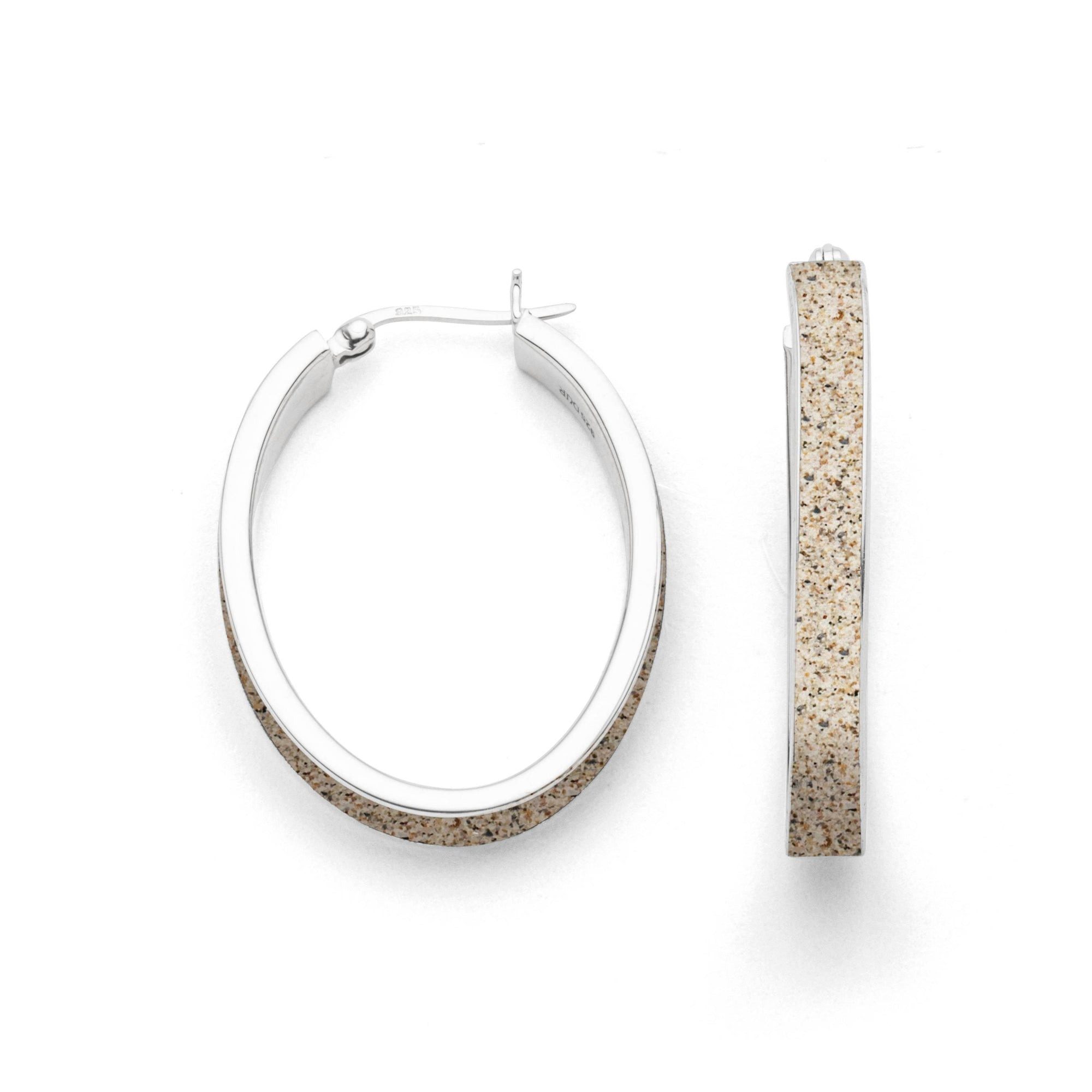 Valentinstagsgeschenk DUR Ohrring-Set Schmuck: Ohrringe, Creolen "oval 36,8mm" mit Strandsand, O5548