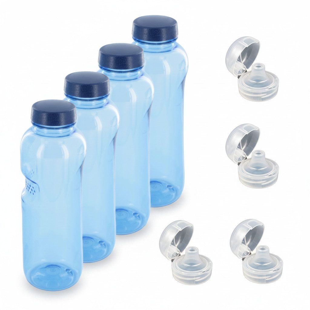 Greiner Trinkflasche, 4x 1,0 L Kavodrink Tritan + Flip Top Deckel