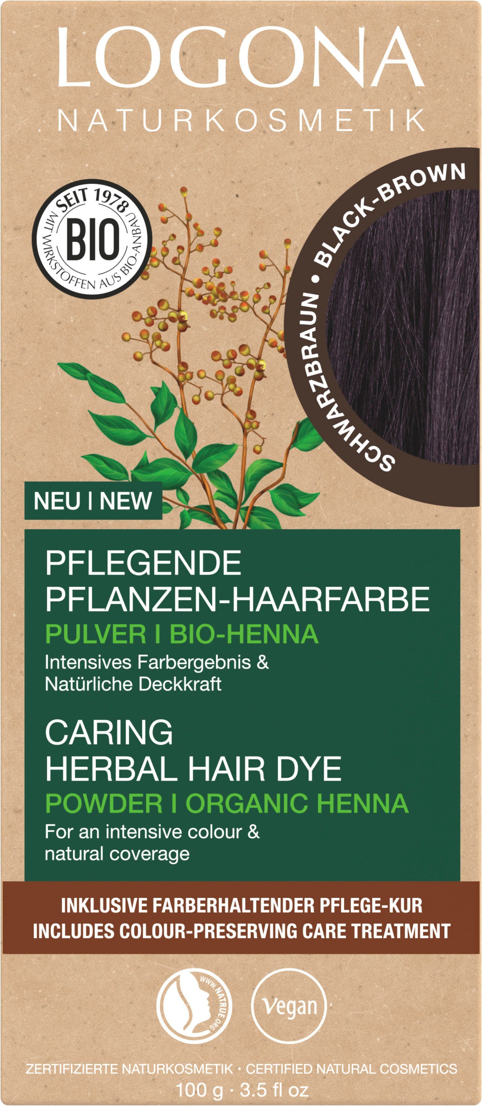 11 Schwarzbraun LOGONA Pulver Pflanzen-Haarfarbe Haarfarbe