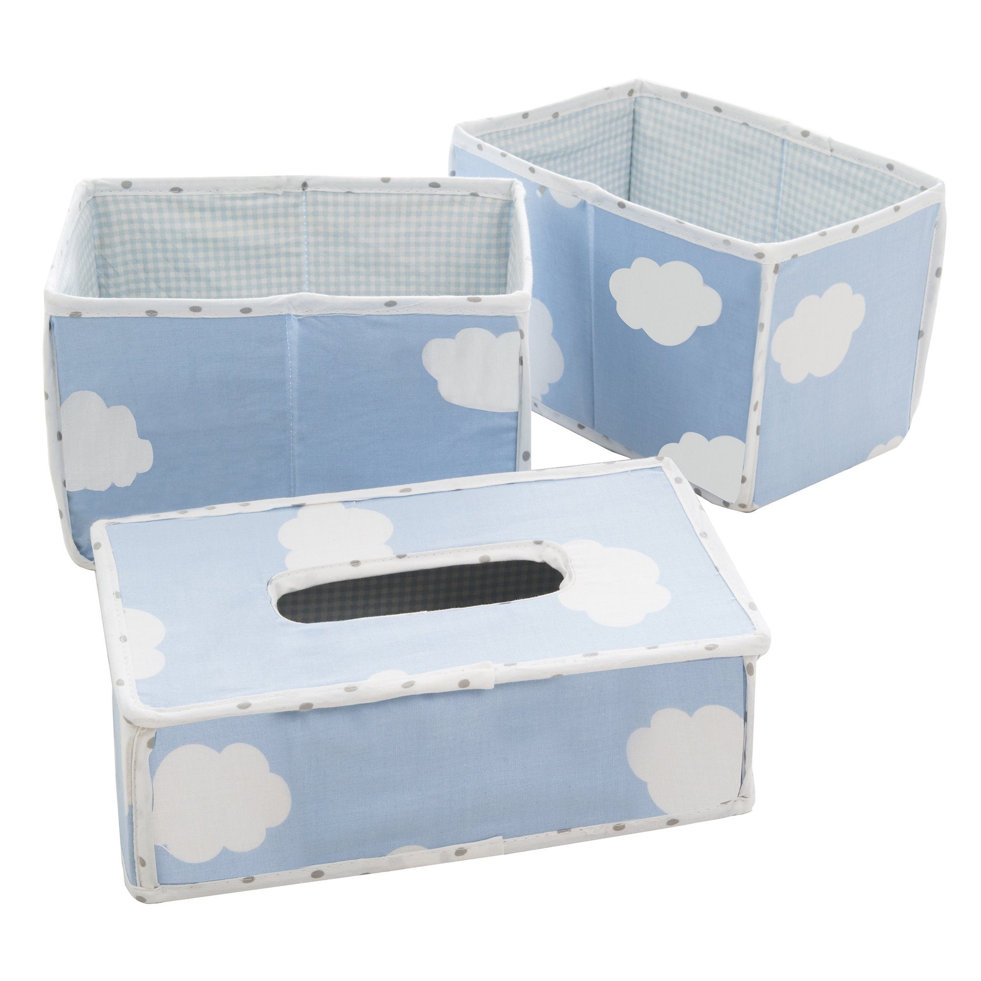roba® Badorganizer Pflegeorganizer-Set (3 St), 2 Boxen für Windeln & Zubehör, 1 Feuchtücherbox Kleine Wolke blau