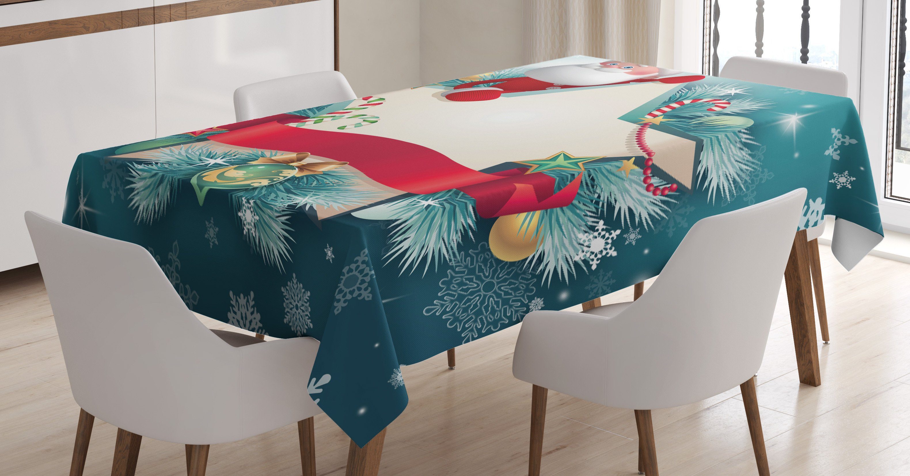 Abakuhaus Tischdecke Farbfest Waschbar Für den Außen Bereich geeignet Klare Farben, Weihnachten Sankt Stern-Schneeflocke