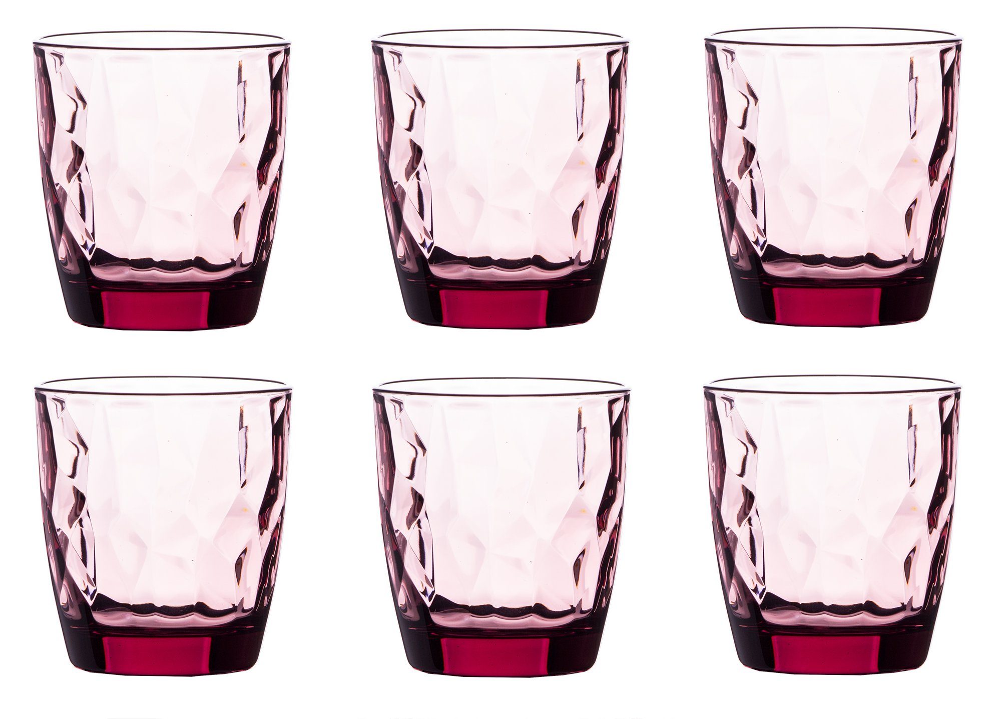 Bormioli Rocco Tumbler-Glas Diamond Rock Purple, Glas, Trinkglas Wasserglas  Saftglas 305ml Glas lila 6 Stück