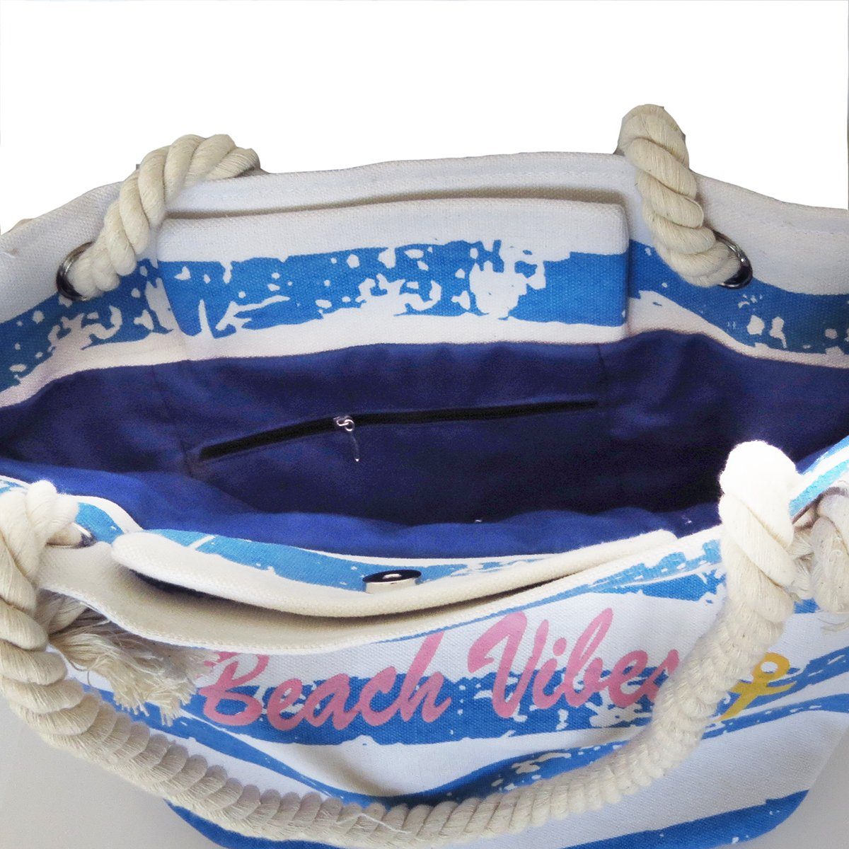 Originelli "Beach Reißverschluss kleine Strand Vintage mit Umhängetasche Tasche Vibes" blau-weiss Anker, Shopper Sommer Sonia Innentasche Streifen