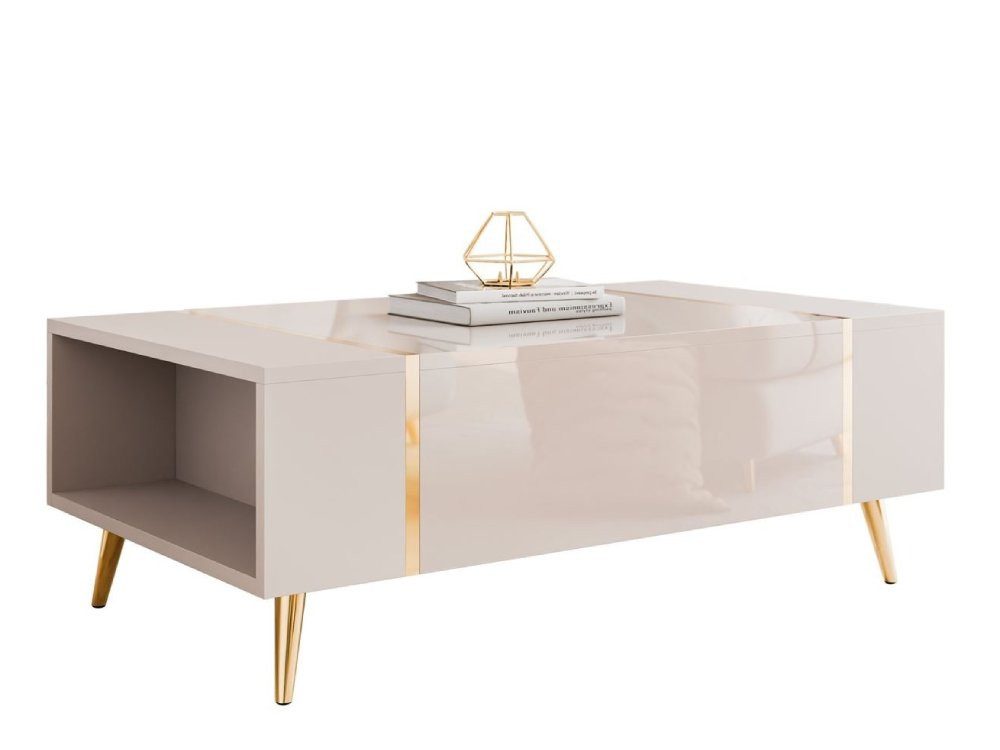 ALLHOUSE24 Couchtisch DIAMANT GOLD Sofatisch Hochglanz, Stauraum, goldene B günstig online kaufen