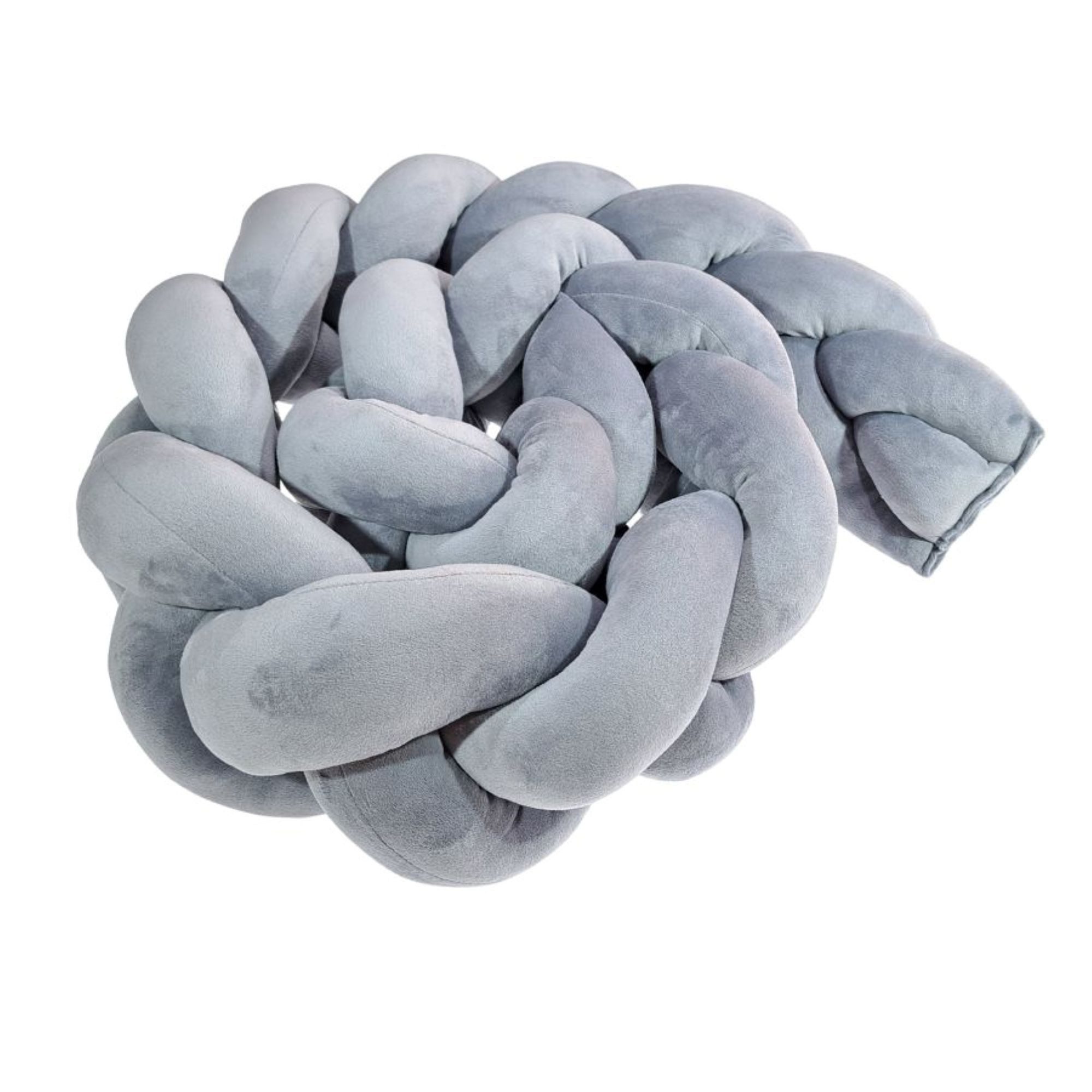 LuMali Nestchenschlange Bettschlange geflochten 210cm Nestchen Bettumrandung Babybett Zopf, Stillkissen Seitenschläfer Velour weich hypoallergen Pastellfarben