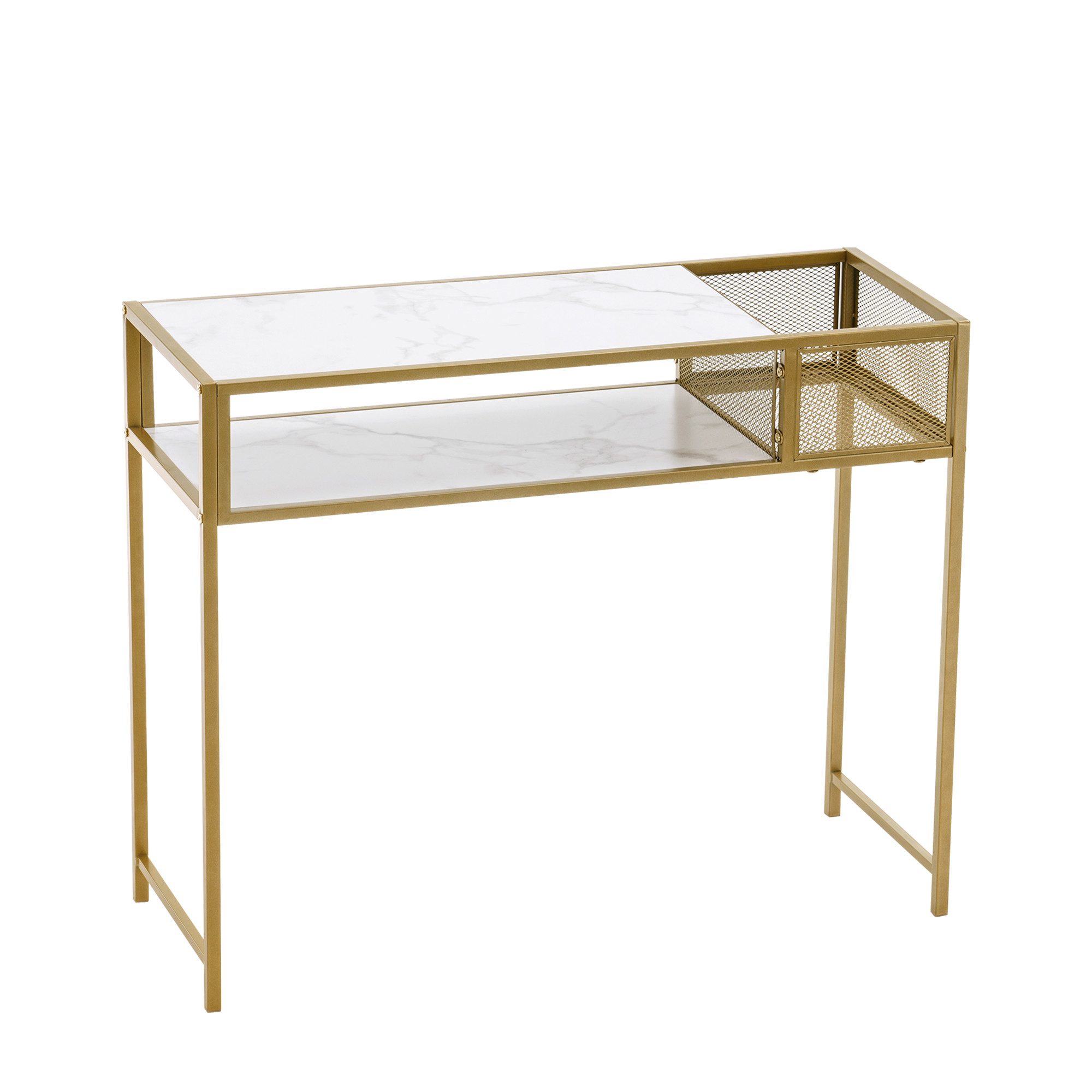 MCombo Konsolentisch M MCombo Konsolentisch Schmal mit 2 Ablage 2276, Beistelltisch Metallgestell, Eingangstisch für Flur Wohnzimmer