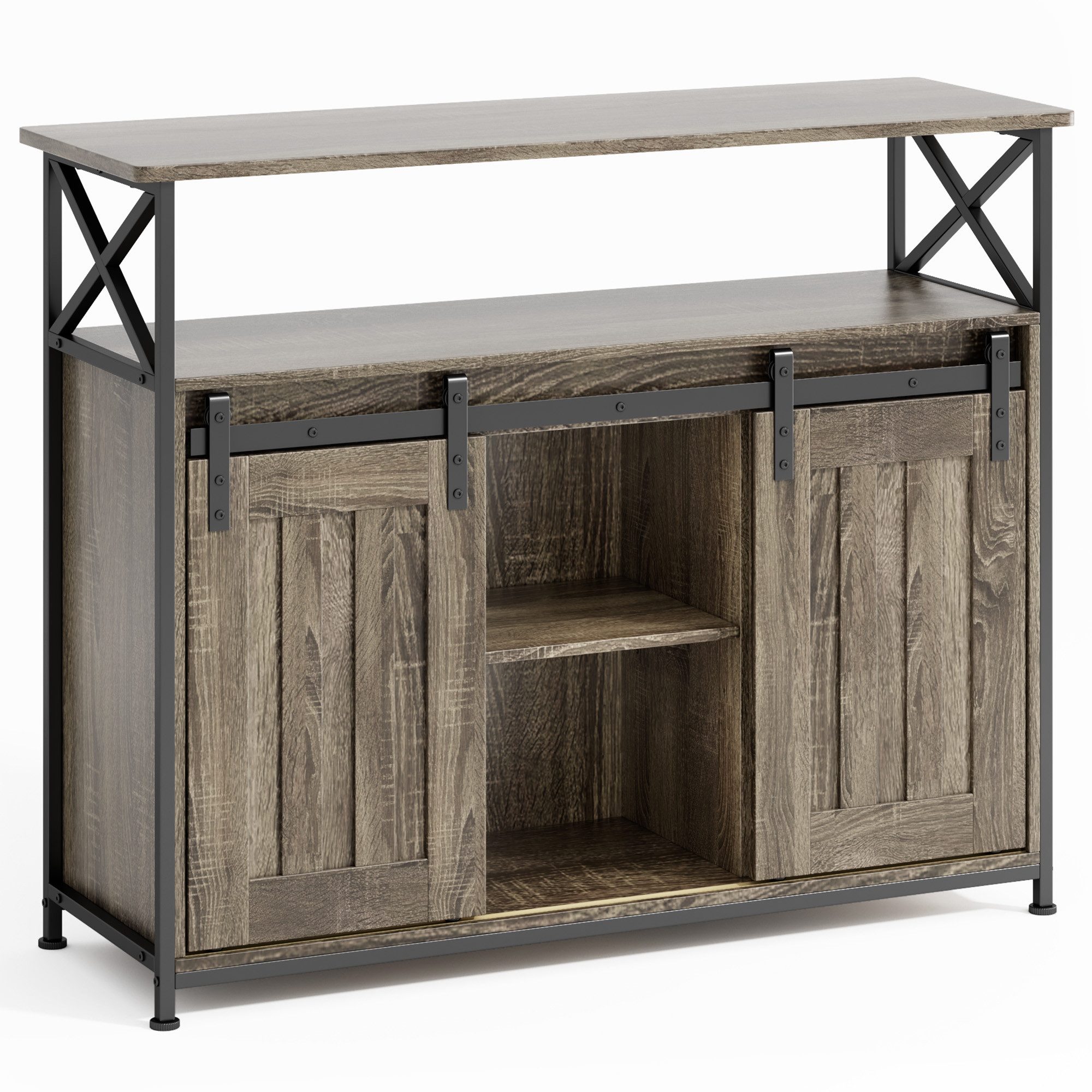 Bealife Sideboard Küchenschrank, Aufbewahrungsschrank mit 2 Schiebetüren