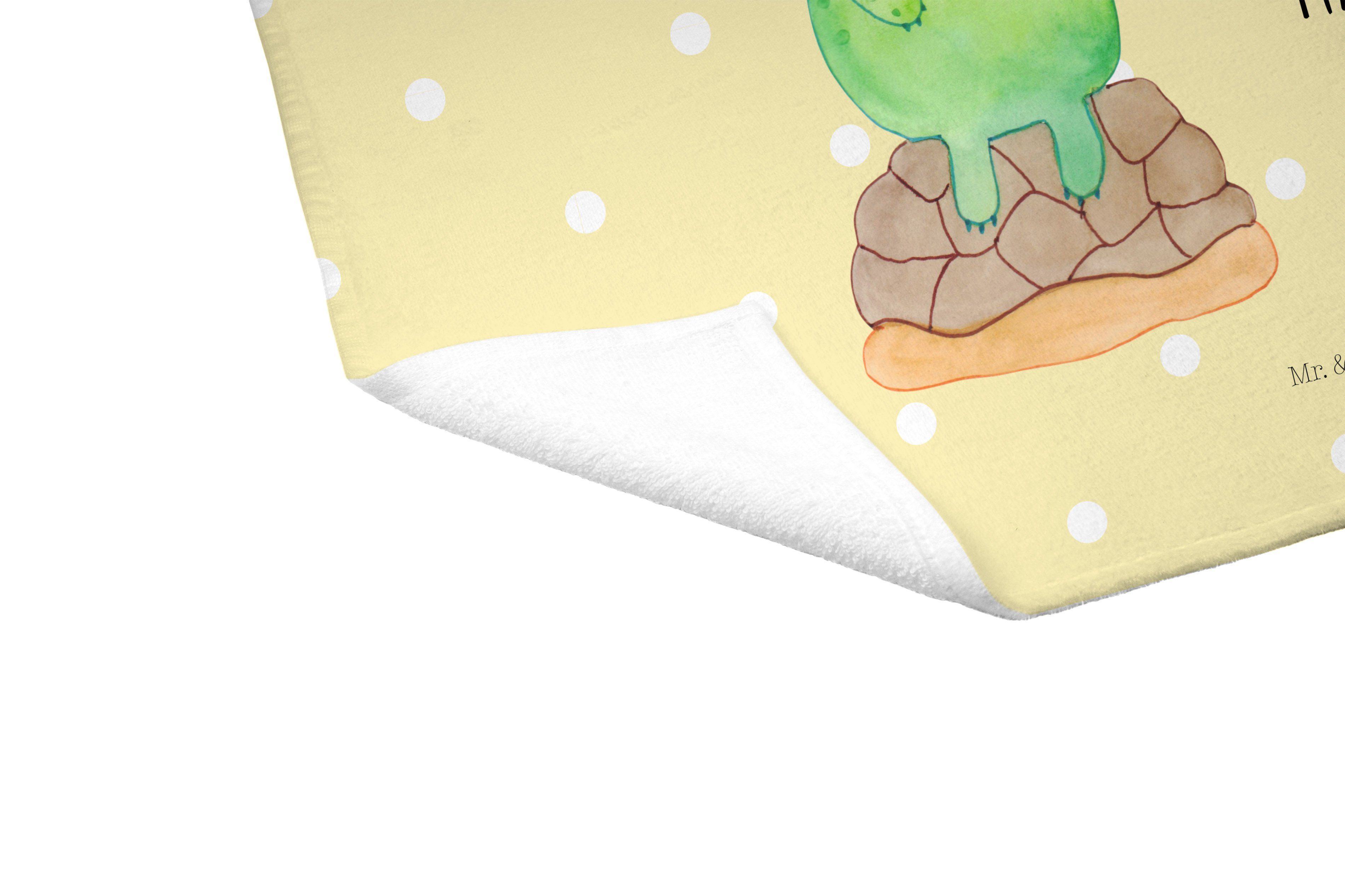 Mrs. Panda Geschenk, Kinder pausiert Pastell - Handtuch - Gelb Schildkröte Mr. & Handtuch, (1-St) sitz,
