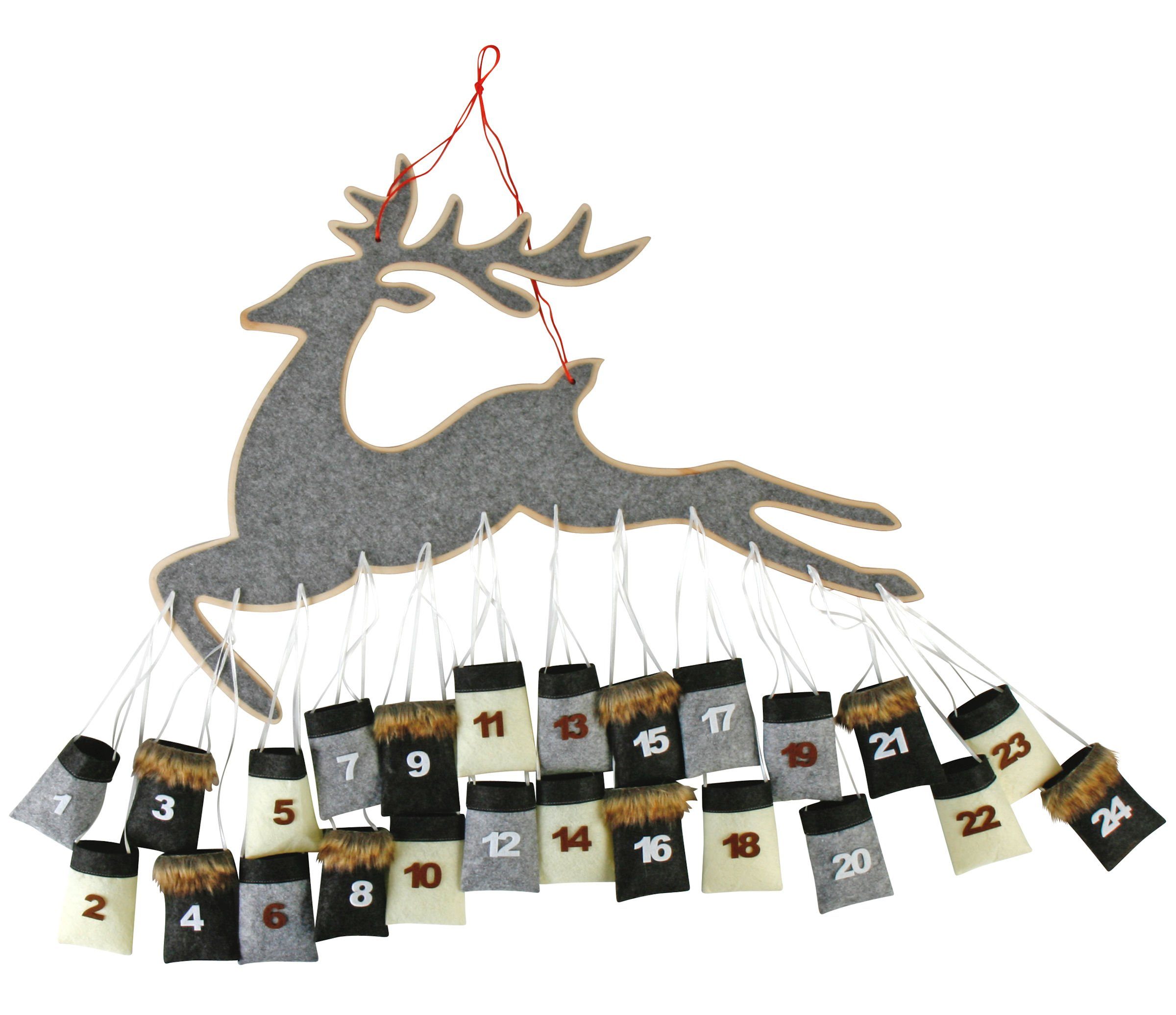 Säckchen, mit 24 Adventskalender zum Adventskalender Spetebo Rentier befüllen befüllbarer