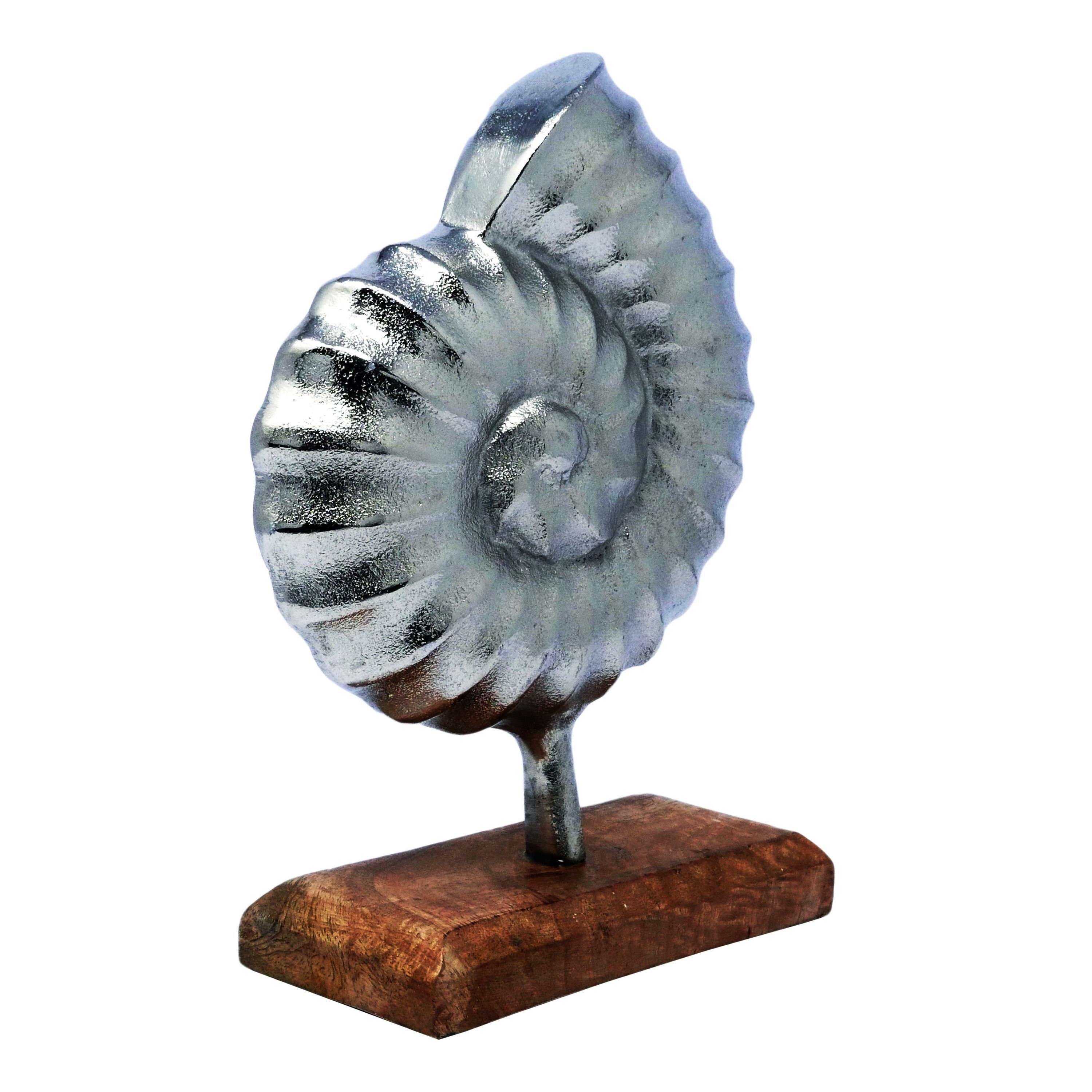Dragimex Dekofigur Muschelfigur Aluminium auf Mangoholzsockel günstig online kaufen