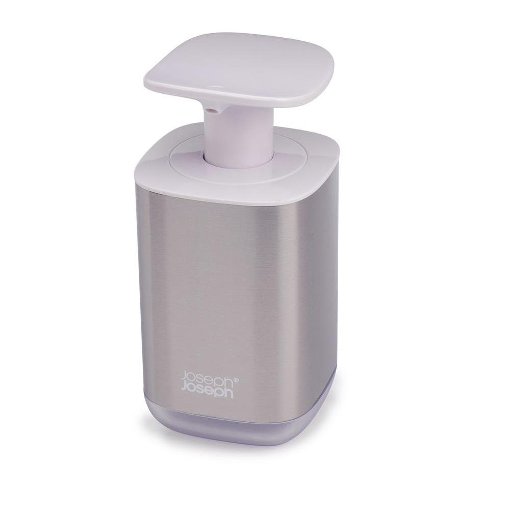 Joseph Joseph Seifenspender Presto™ Steel Hygienic Soap Dispenser, Hygienischer Seifenspender Badaccessoires, Edelstahl/Weiß