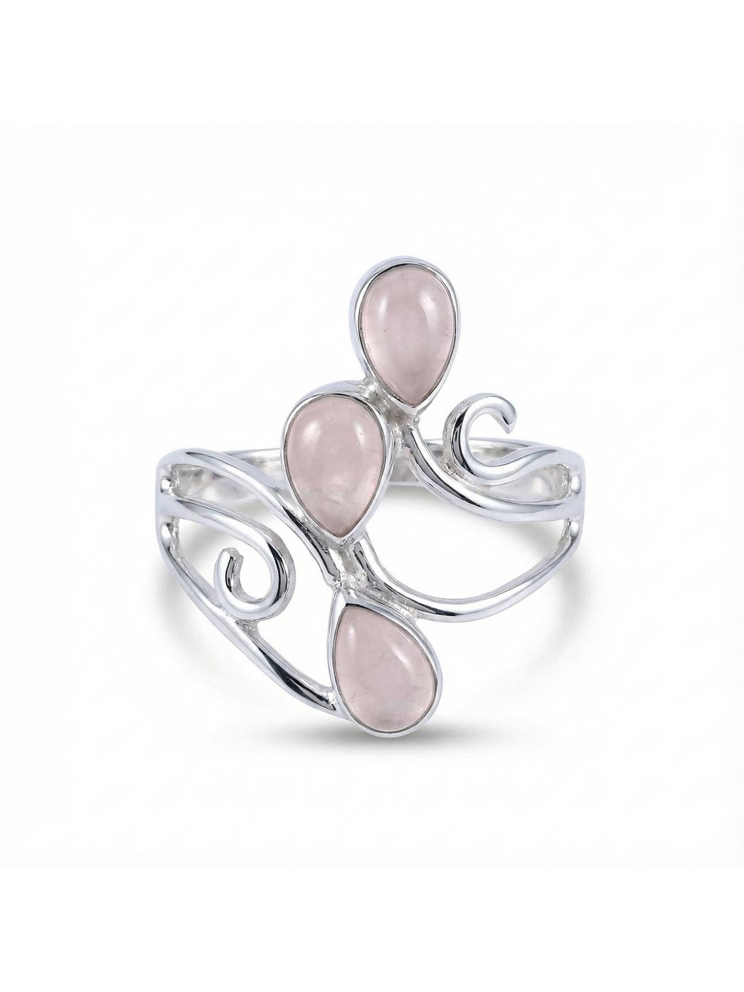 mantraroma Silberring SIDISTI aus 925 Silber mit Rosenquarz (Ring mit Schmuckbeutel), Damenring aus 925er Silber