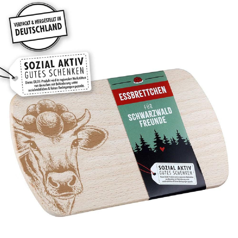 GILDE Schneidebrett Holzbrett Brettchen Kuh mit Bollenhut Schwarzwald