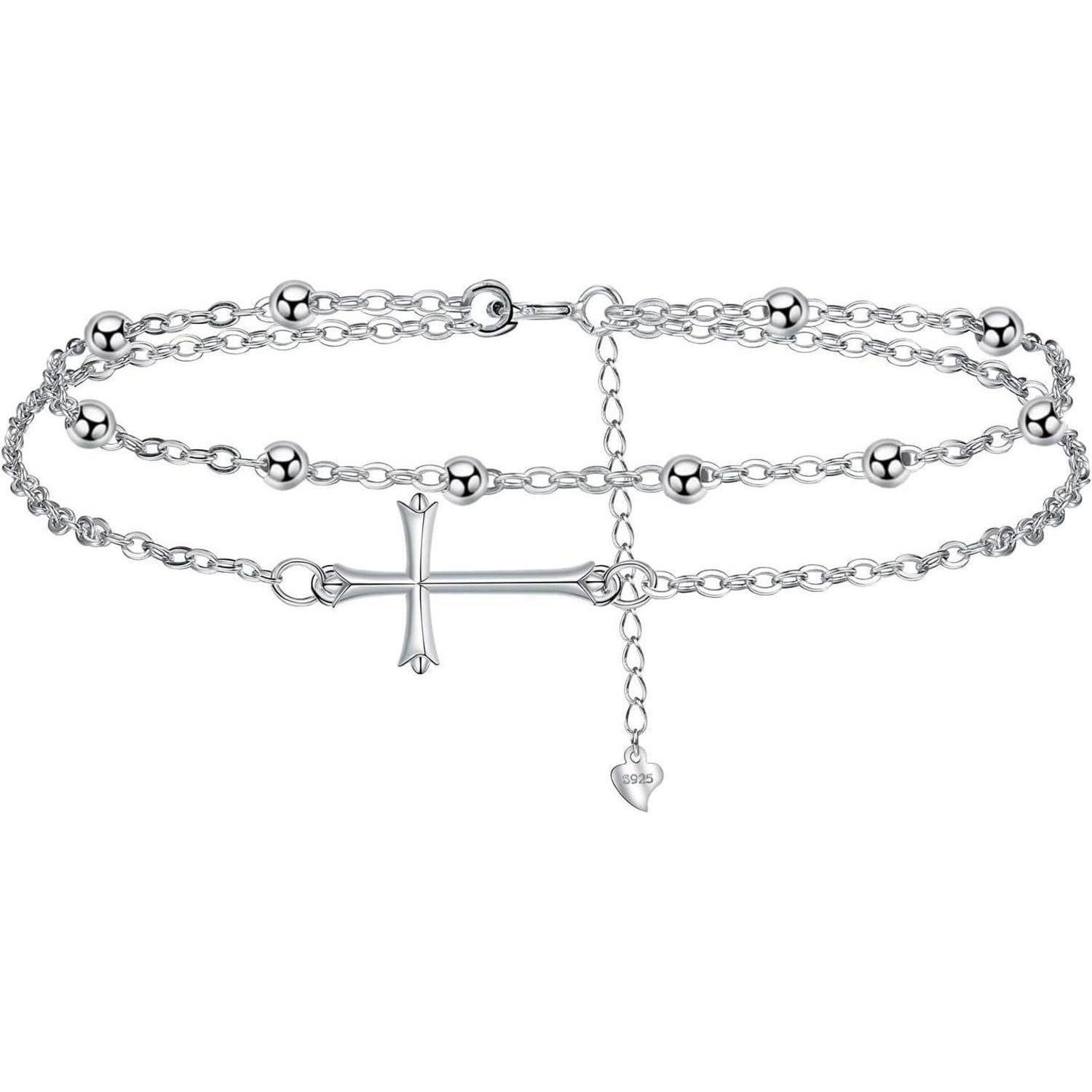 LuxusKollektion Fußkette Fußkettchen Silber 925 Damen Verstellbar Geschenk silberfarben