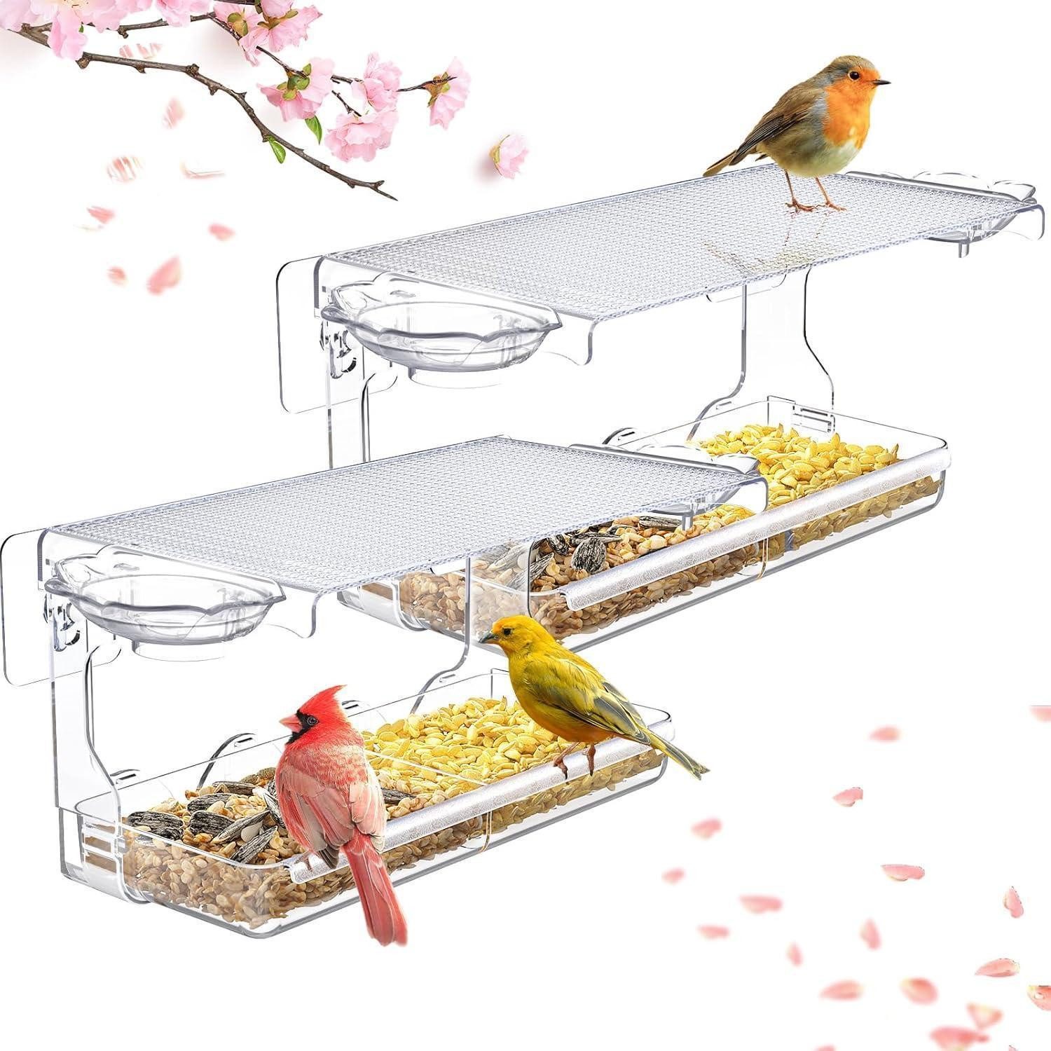 LuxusKollektion Vogelhaus 2er Fenster Futterhaus mit Vogeltränke & Anti-Rut günstig online kaufen