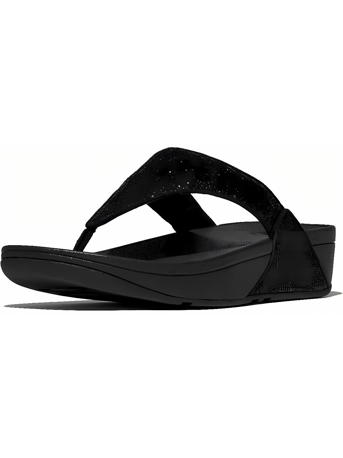 Lulu Crinkled-Shimmer Toe-Post Sandals Sandale
