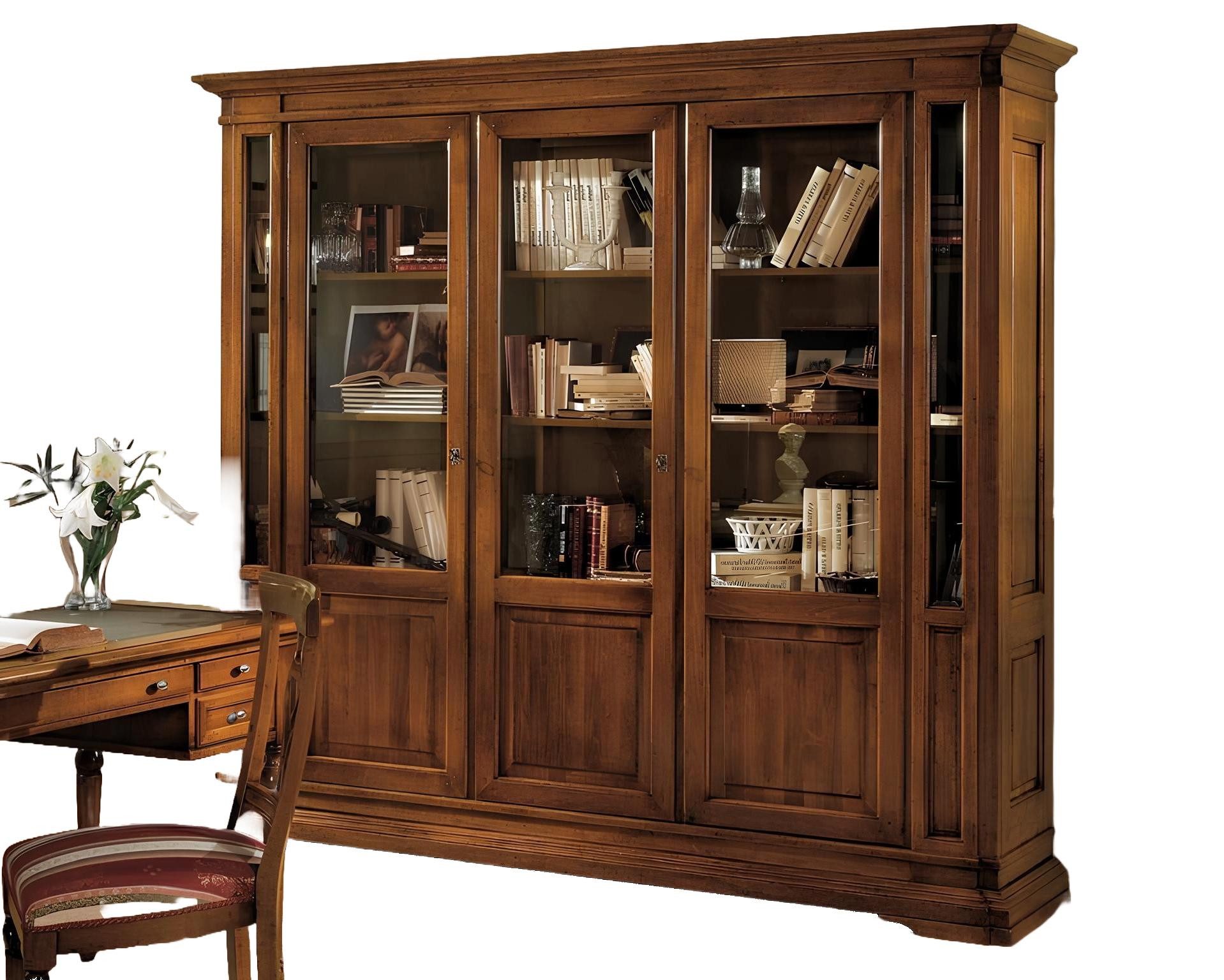 Xlmoebel Bücherregal Elegantes Holzregal mit Vitrine für Bücher und Dekorationen, 1-tlg., Hergestellt in Europa