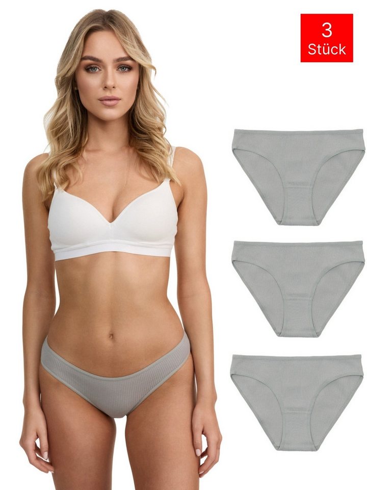Tazzio Slip 3er-Pack Damen Slip F941 (Packung, 3-St., 3er-Pack) Nahtlose Verarbeitung - keine sichtbaren Linien unterm Outfit