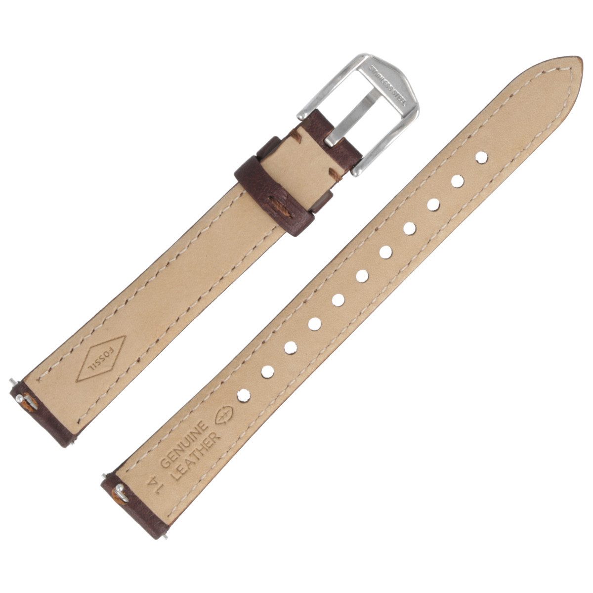 Fossil Uhrenarmband 14mm Leder Braun ES-3708 LB-ES3708