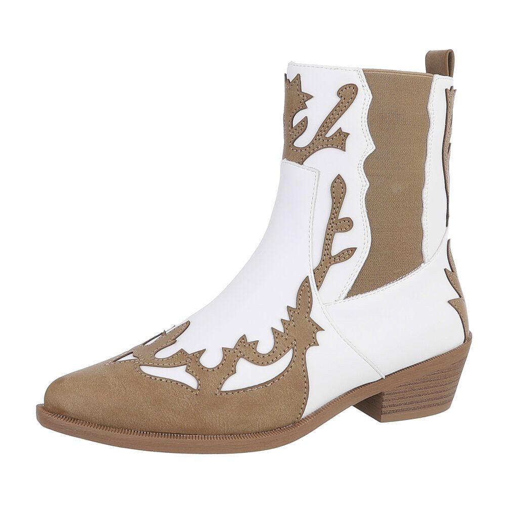 Ital-Design Damen Cowboyboots Western Stiefelette (87118145) Blockabsatz Western- & Bikerboots in Hellbraun