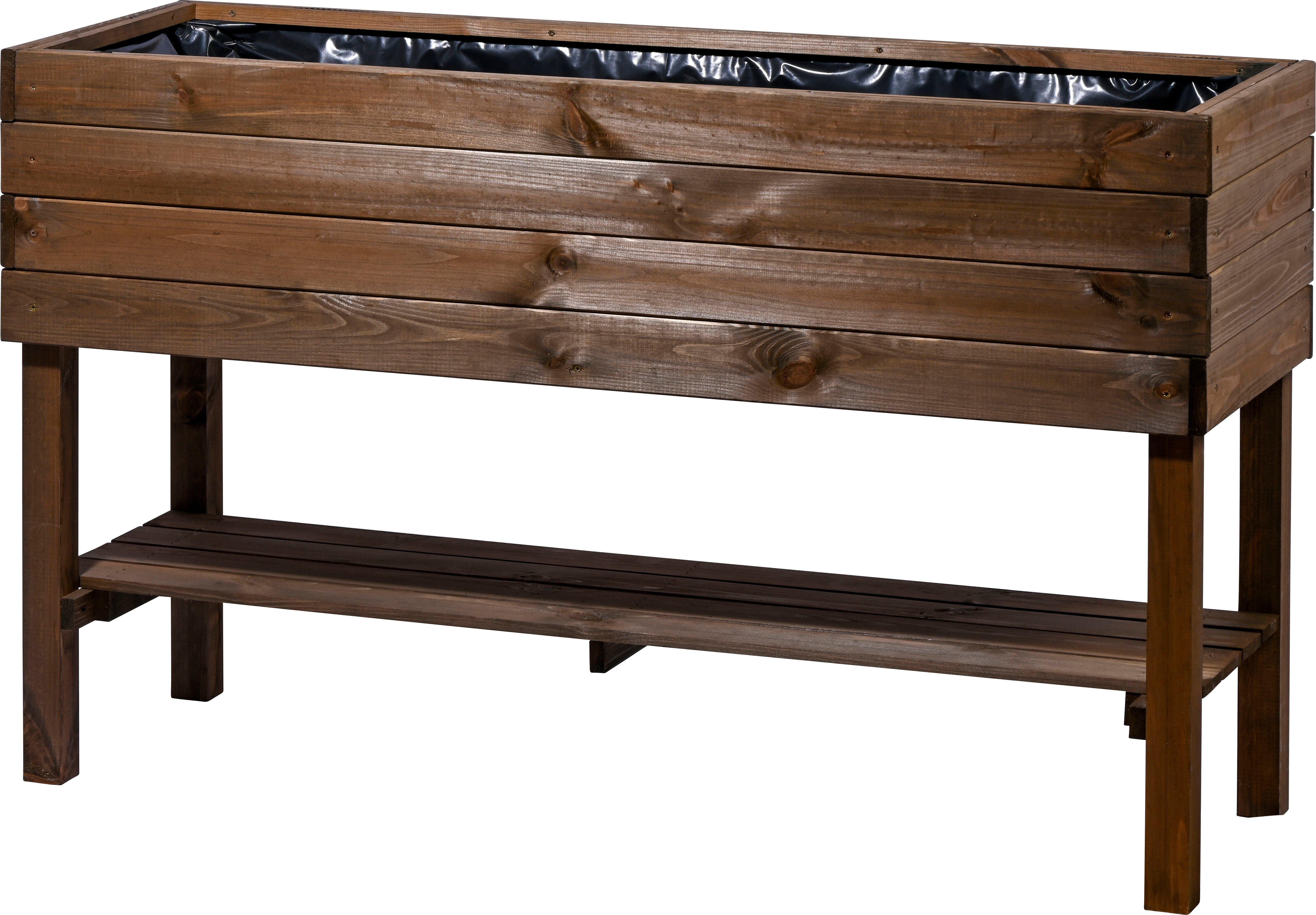 dobar Hochbeet mit Ablage inkl. Pflanzfolie, LxBxH: 117x40x80 cm