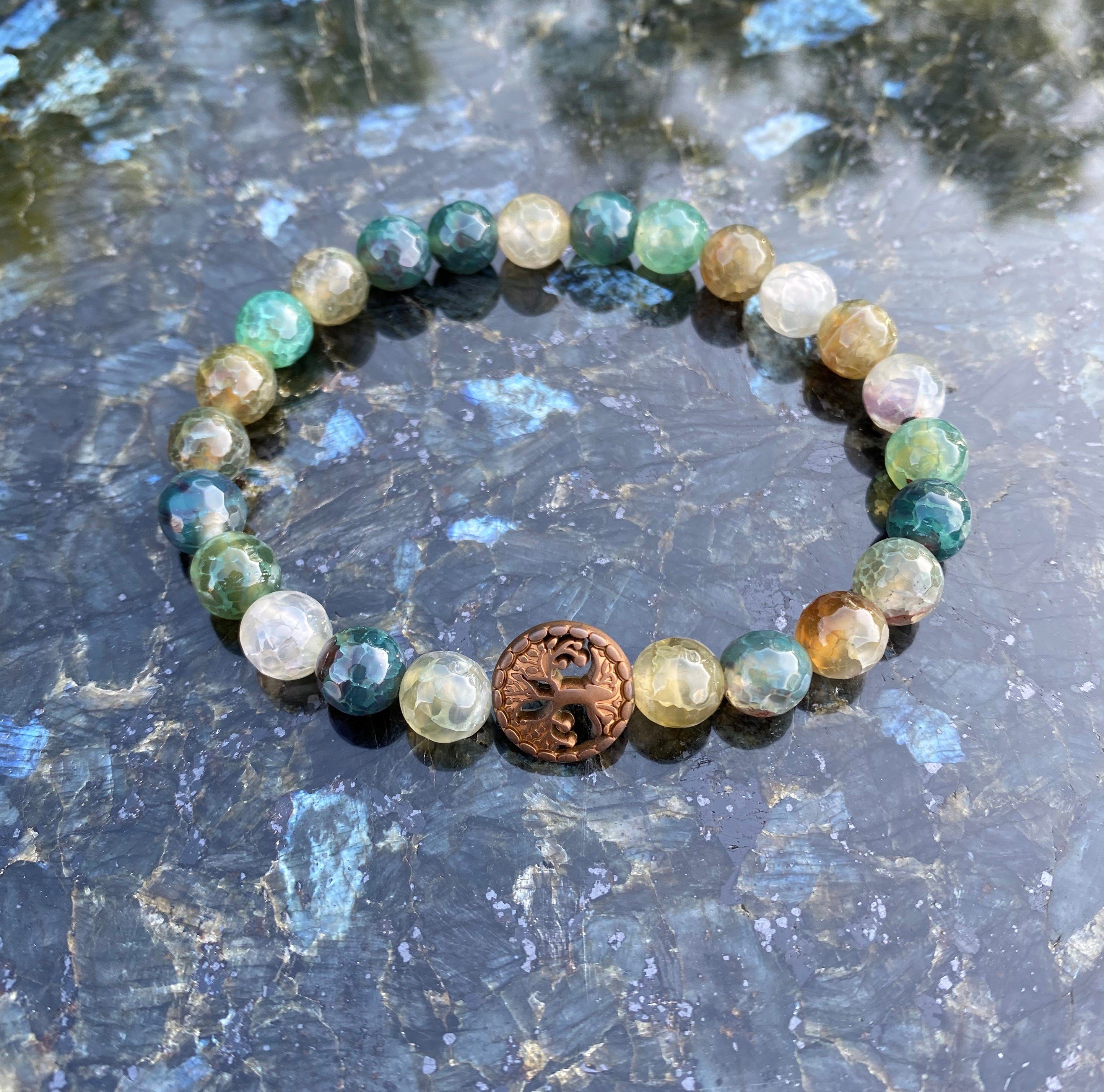 NAHLE Perlenarmband Lebensbaum Achat Naturstein Armband Baum des Lebens Arm günstig online kaufen