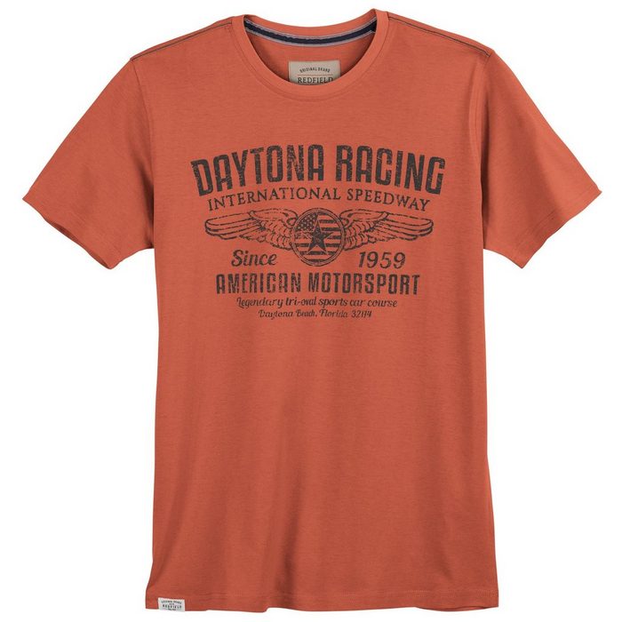 redfield Rundhalsshirt Große Größen Herren T-Shirt Daytona Racing koralle Redfield