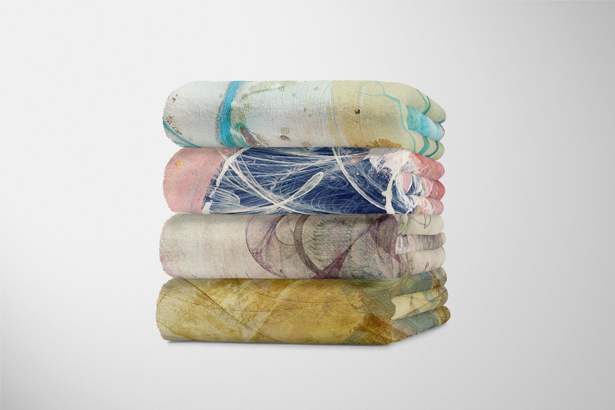 Saunatuch mit abstrakten Kuscheldecke Handtücher Strandhandtuch Sinus Art Baumwolle-Polyester-Mix Handtuch Handtuch Enigma (1-St), Motiv,