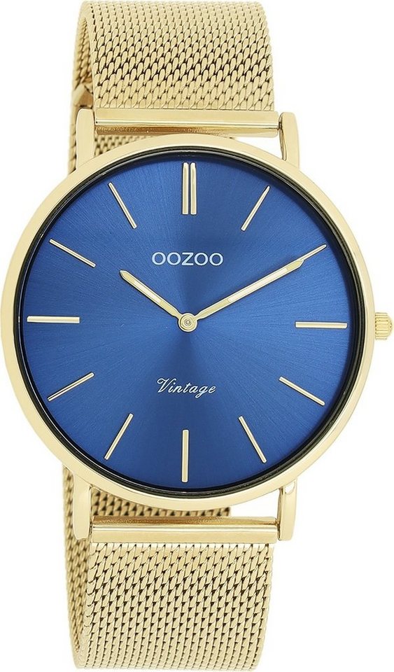 OOZOO Quarzuhr Oozoo Damen Armbanduhr Vintage Series, Damenuhr rund, groß  (ca. 40mm) Metall, Mesharmband, Casual-Style, Oozoo Uhr