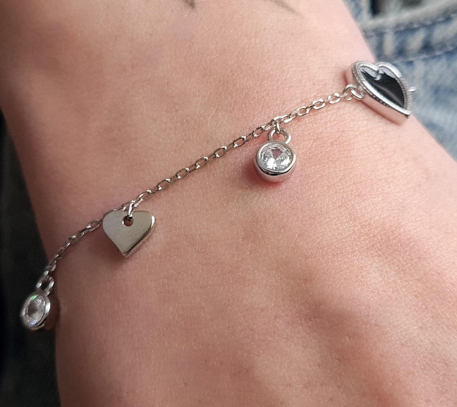 NAHLE Silberarmband Armband Herz Damen Silber 925 Schmuck Armschmuck Armkette mit Zirkonia (inklusive Schmuckbox), 925 Silber Anhänger mit Zirkonia - rhodiniert