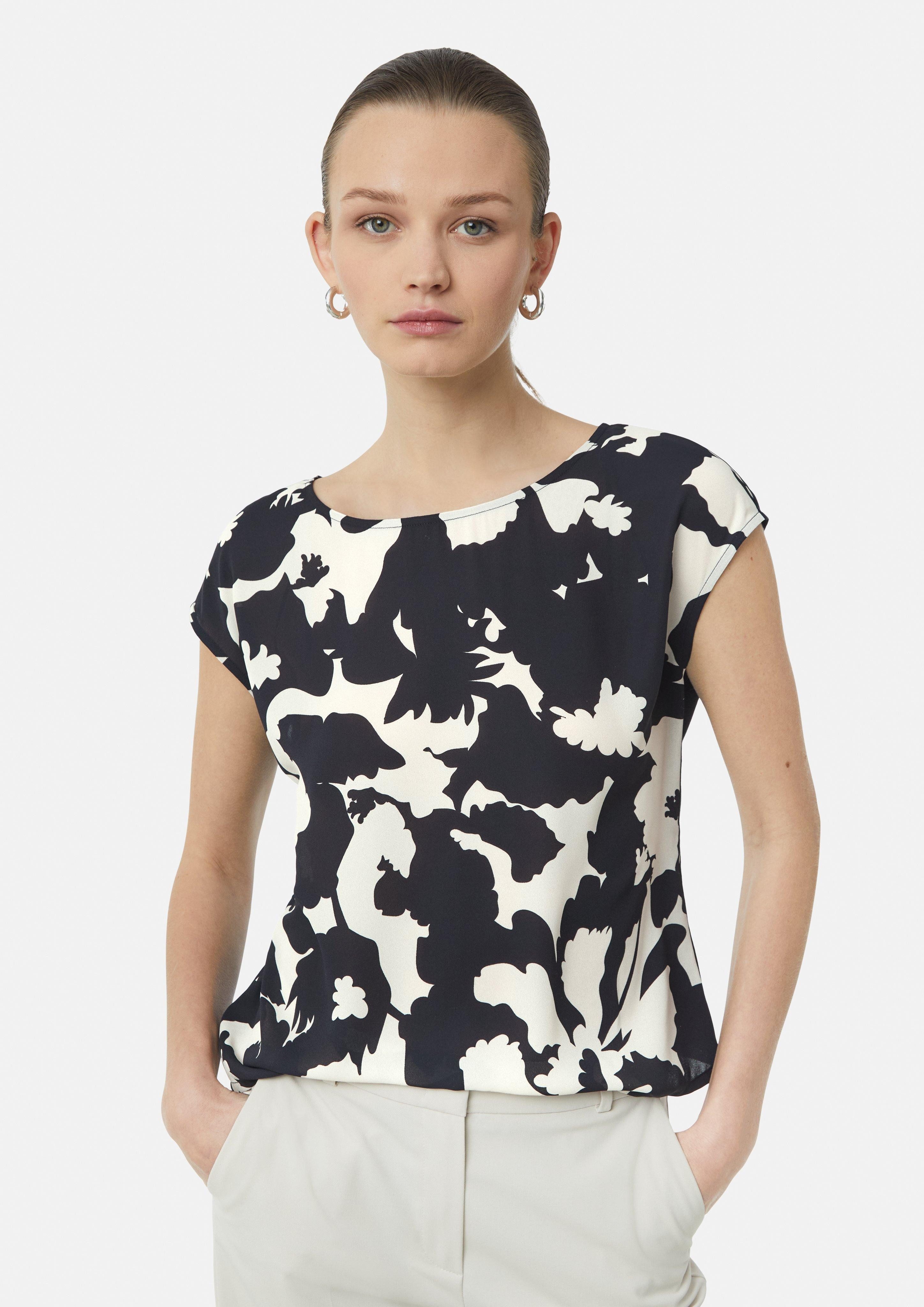 Comma Kurzarmshirt Blusenshirt im Fabricmix günstig online kaufen