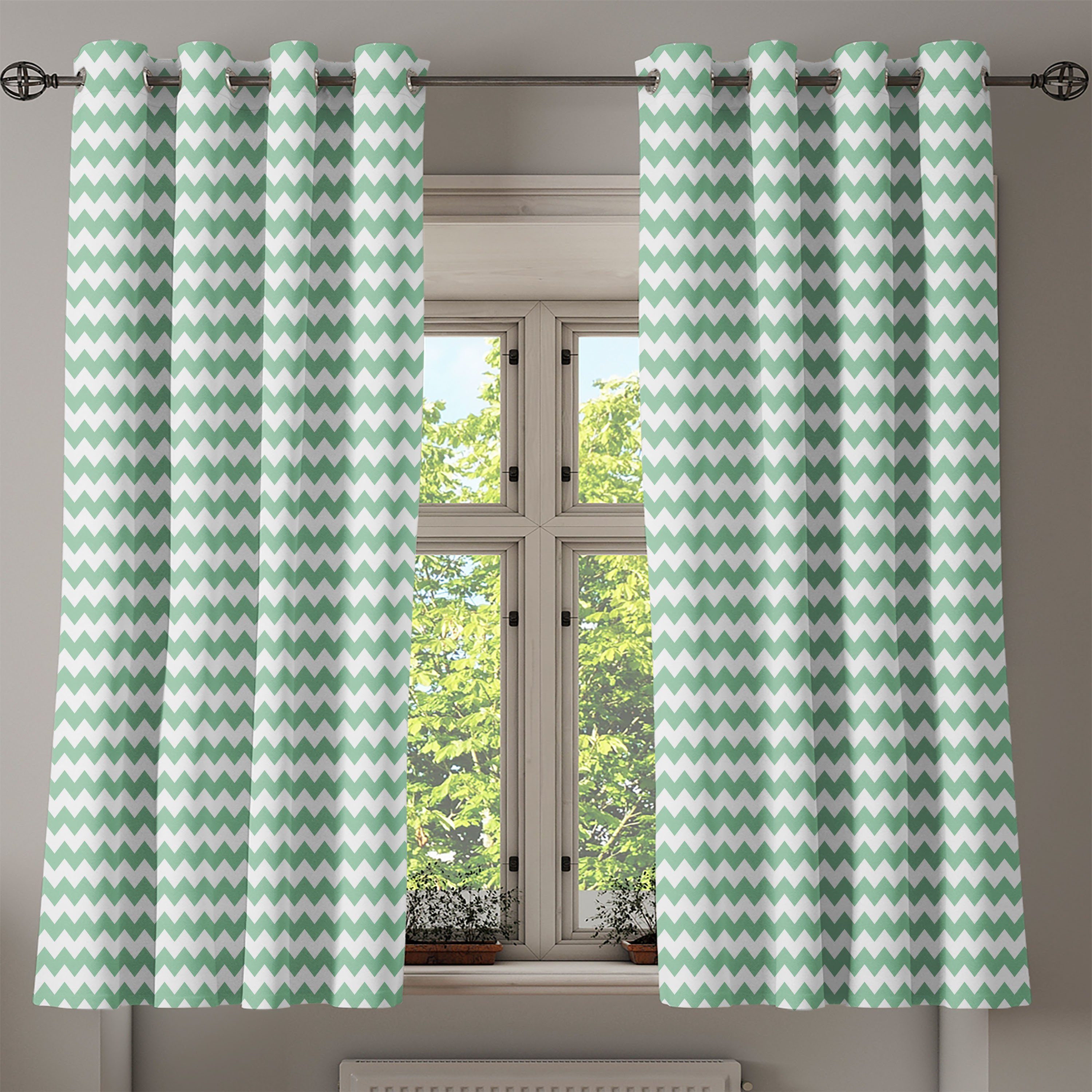 Winkel Wohnzimmer, Schlafzimmer Dekorative Abakuhaus, Zick-Zack-Twisty für 2-Panel-Fenstervorhänge Moderne Gardine