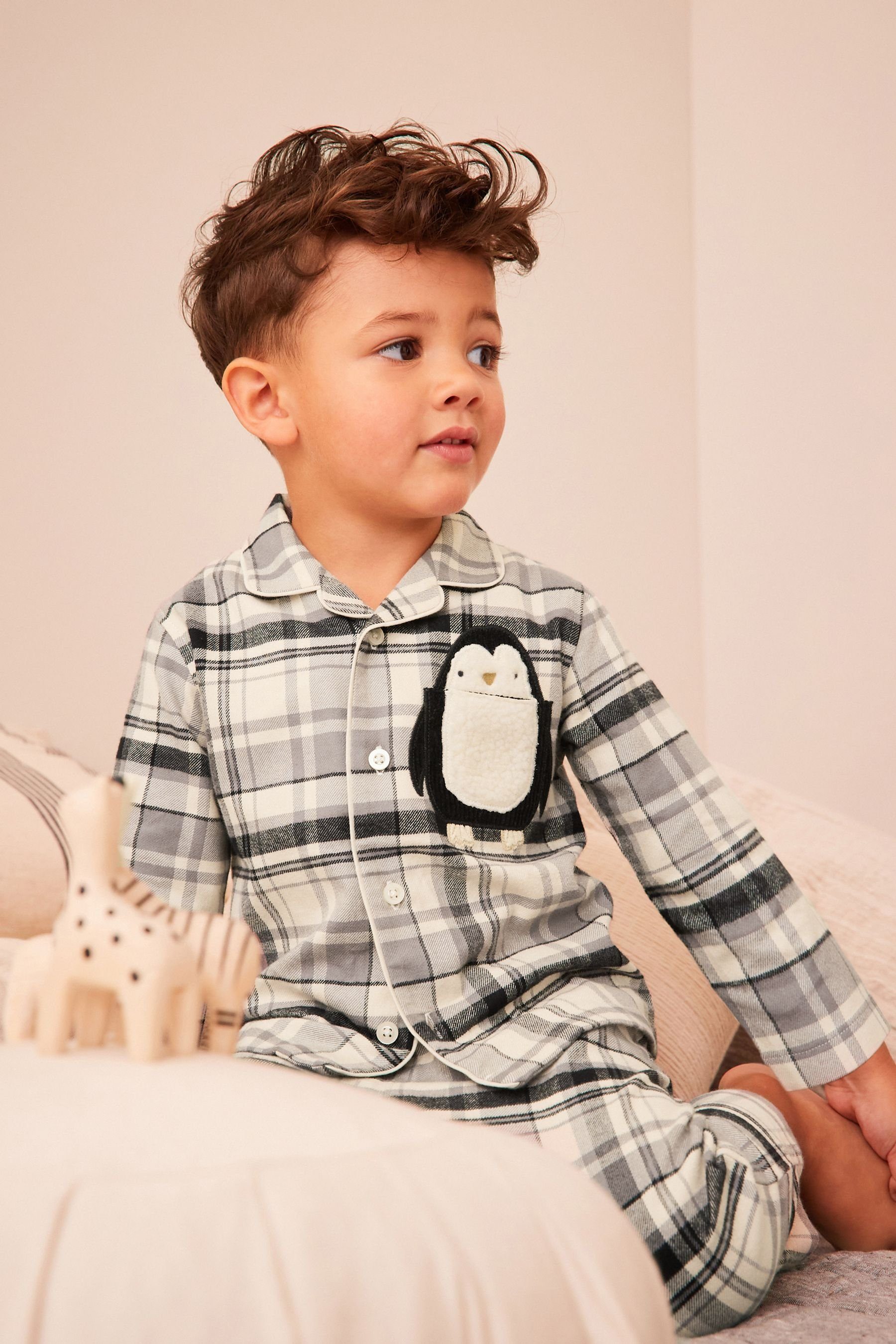 tlg) Penguin Neutral/Black Pyjama Pyjama durchgehender Next Knopfleiste mit (2