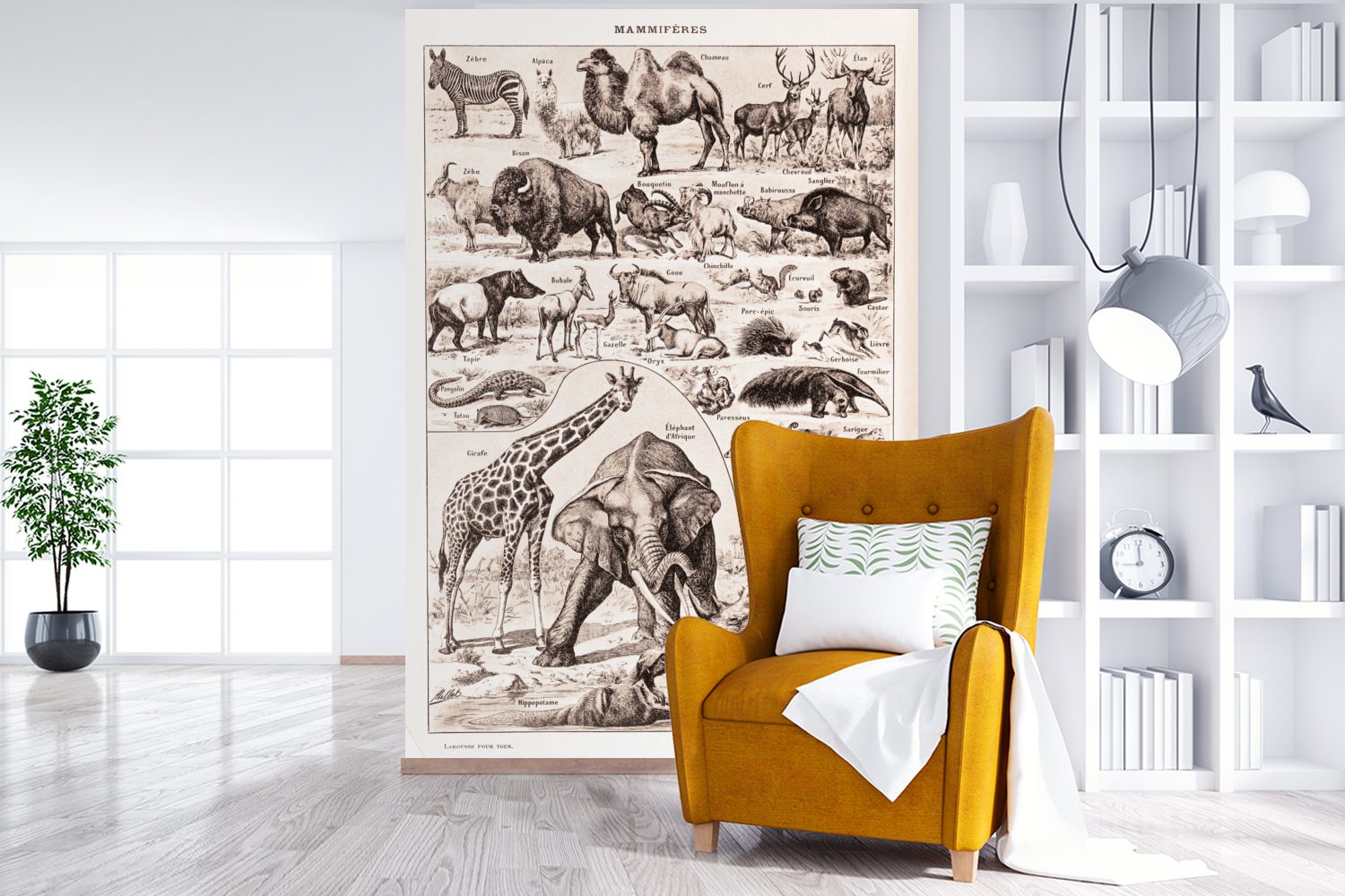 MuchoWow Fototapete Tiere - Elefant Vinyl Schwarz Montagefertig für Wohnzimmer, Matt, - - Weiß, St), (3 bedruckt, Tapete Wandtapete