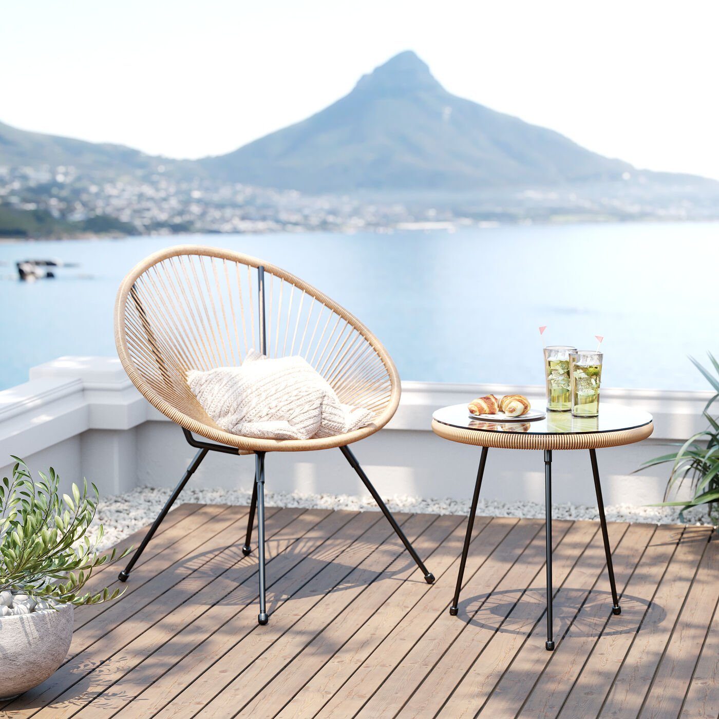 Kare Design Gartenlounge-Set Acapulco, (2-tlg., 1 Sessel, 1 Beistelltisch)