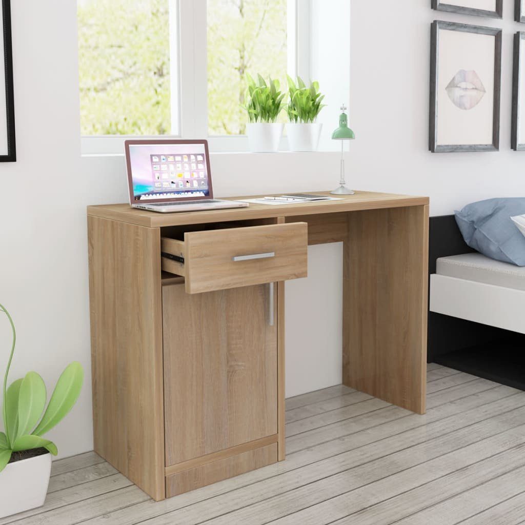 furnicato Schreibtisch mit Schublade und Schrank Eiche 100x40x73 cm