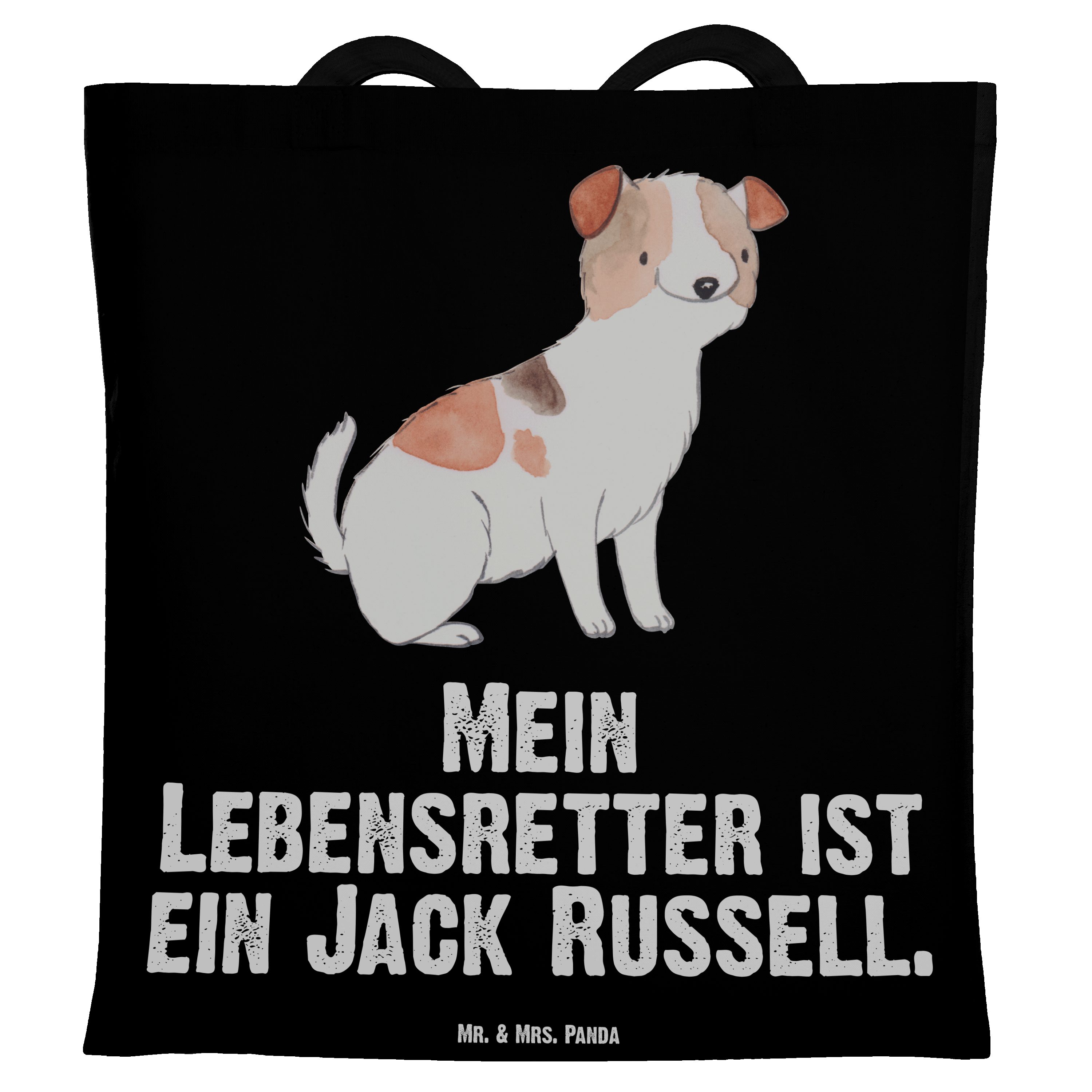 Mr. & Mrs. Panda Tragetasche Jack Russel Terrier Lebensretter - Schwarz - Geschenk, Hundebesitzer, (1-tlg) | Canvas-Taschen