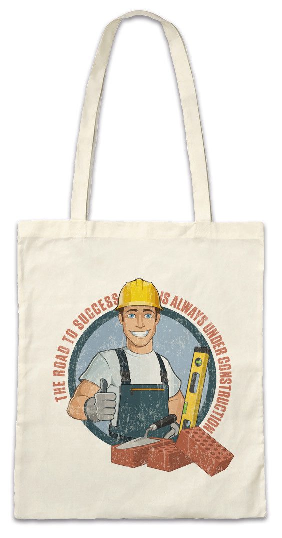 Beuteltasche The Road To Success Stofftasche Handwerker Maurer Mason Bauarbeiter