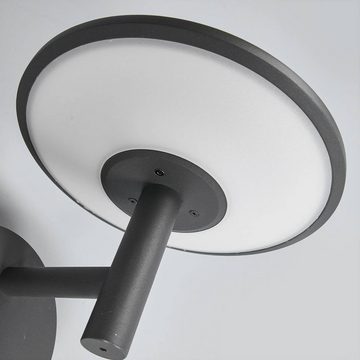 Lucande LED Außen-Wandleuchte Fenia, LED-Leuchtmittel fest verbaut, warmweiß, Modern, Aluminium, Kunststoff, anthrazit, opal, inkl. Leuchtmittel